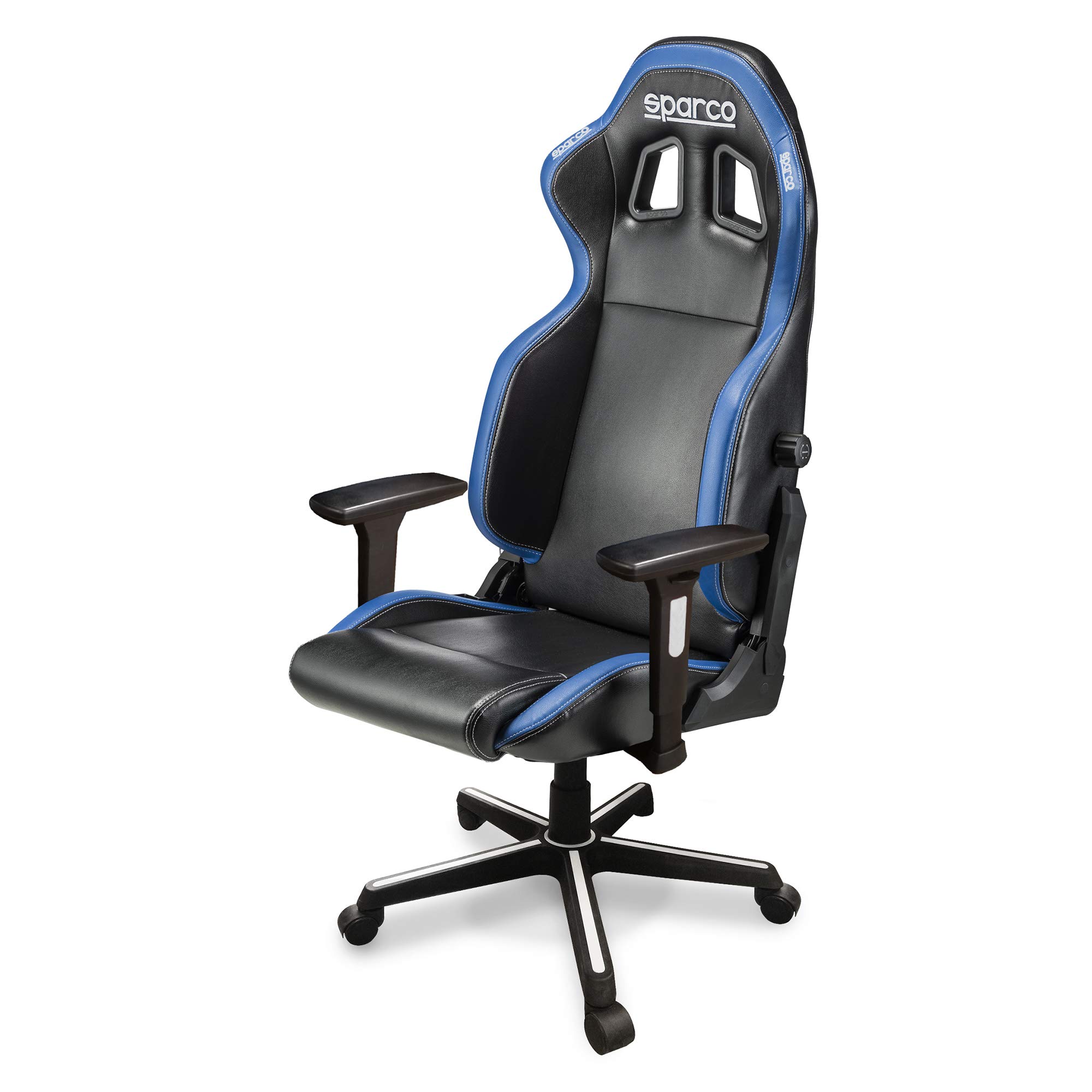 Sparco 00998NRAZ Icon Office Chair - Ergonomic Black & Blue Racing Style Seat for Home & Gaming Setup