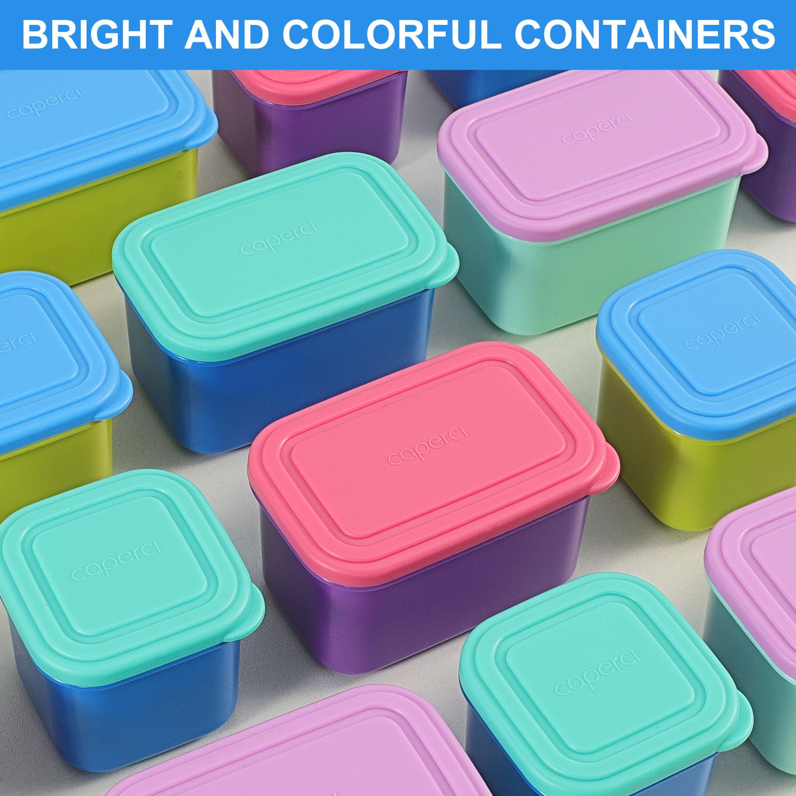 **Caperci 6-Pack Leakproof Condiment Containers - 3 oz/90ml BPA-Free Small Food Storage for Sauces, Dressings, and Dips | Stackable & Portable for School Lunch, Work, Travel, Picnics, and Outdoor Dining**