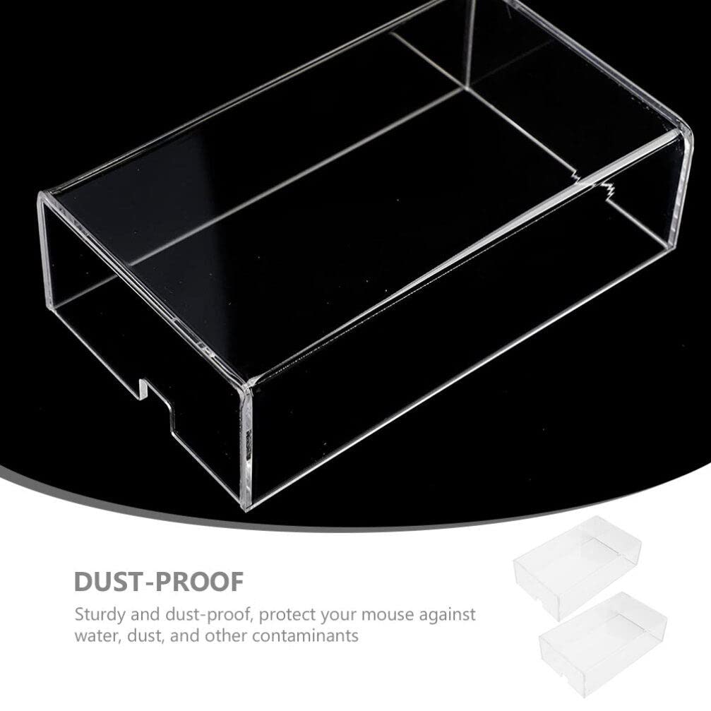 2Pcs Clear Acrylic Mouse Cover Protector for Laptop & Computer - Anti-Dust Transparent Wireless Mouse Case - Perfect for Gaming, Office Work & Home Use