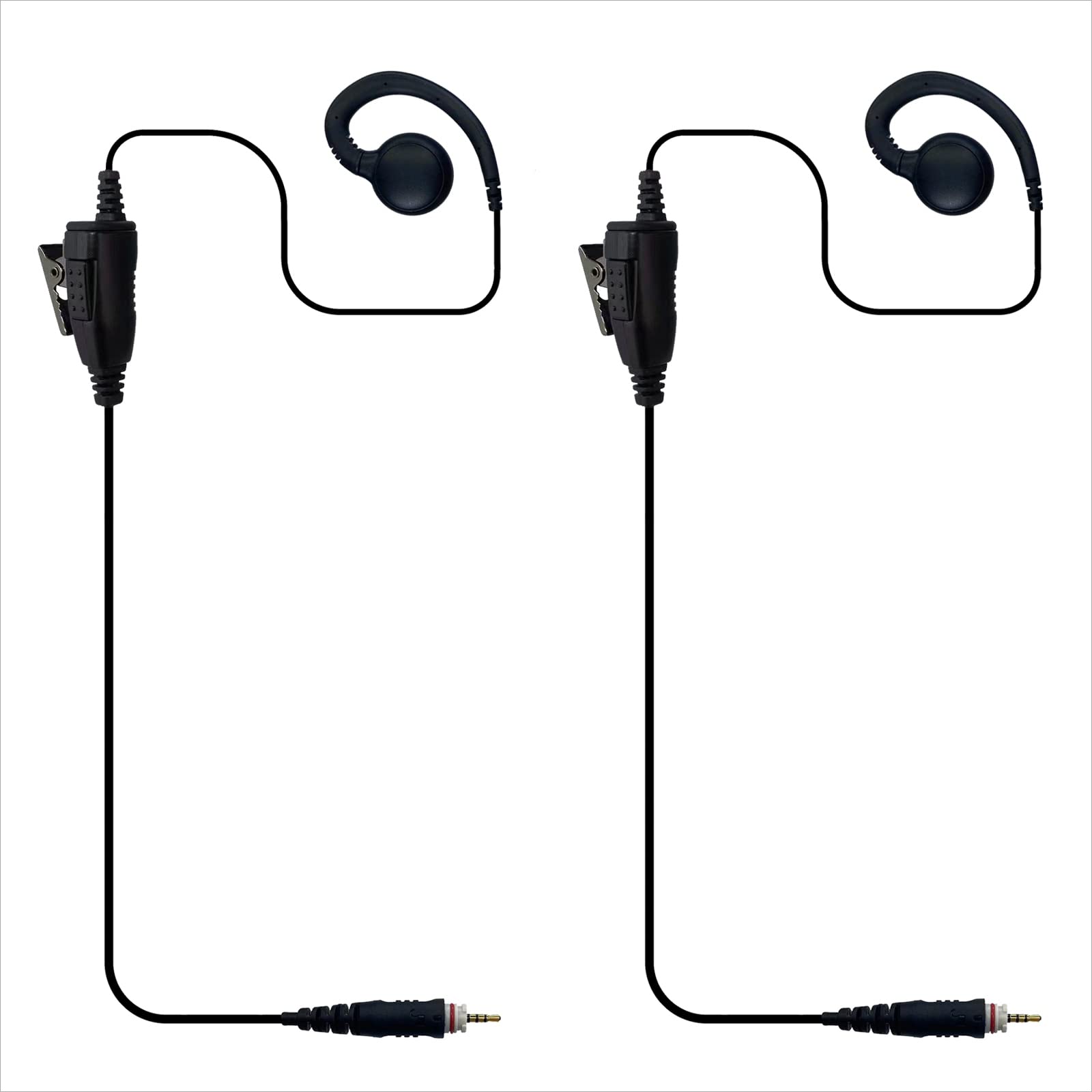 MONICONA C-Shaped Walkie Talkie Earpiece Headset with Microphone - Compatible with Motorola CLPe Plus, CLP446e, CLP1010e, CLP1080e, CLP1083e (2-Pack) - Ideal for Security, Construction, and Event Staff Communication