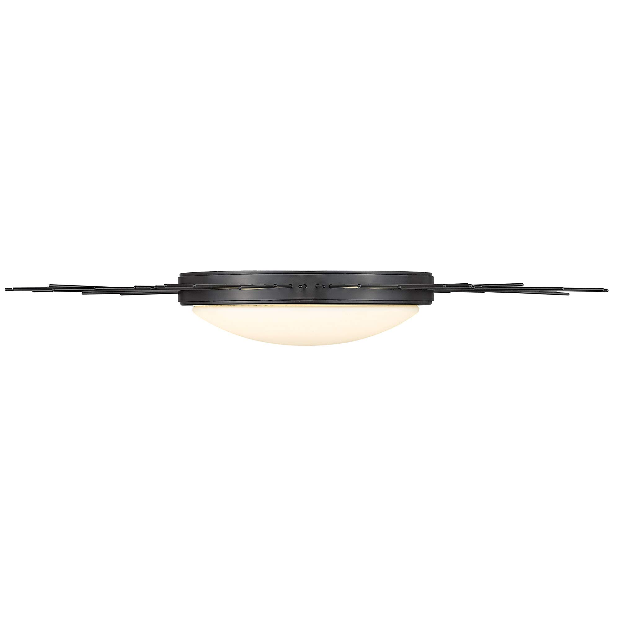 Golden Lighting Kieran Flush Mount Ceiling Light - Matte Black Finish with Opal Glass Shade - Perfect for Bedroom, Hallway, and Entryway Lighting