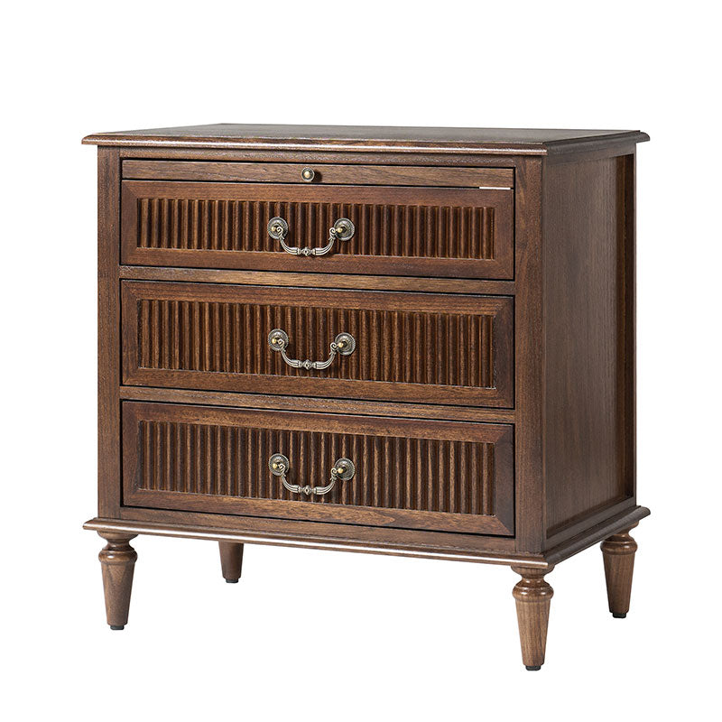 Farmhouse Solid Wood Nightstand with Fluted Drawer - Rustic Bedside Table with Optional Storage Drawer - Perfect for Bedroom, Guest Room, or Cabin Decor