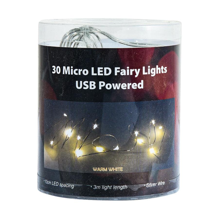 TRENDECOR USB 3.0 LED String Lights - 3M Silver Wire with Warm White Glow | Perfect for Bedroom, Wedding, Party & Home Decor