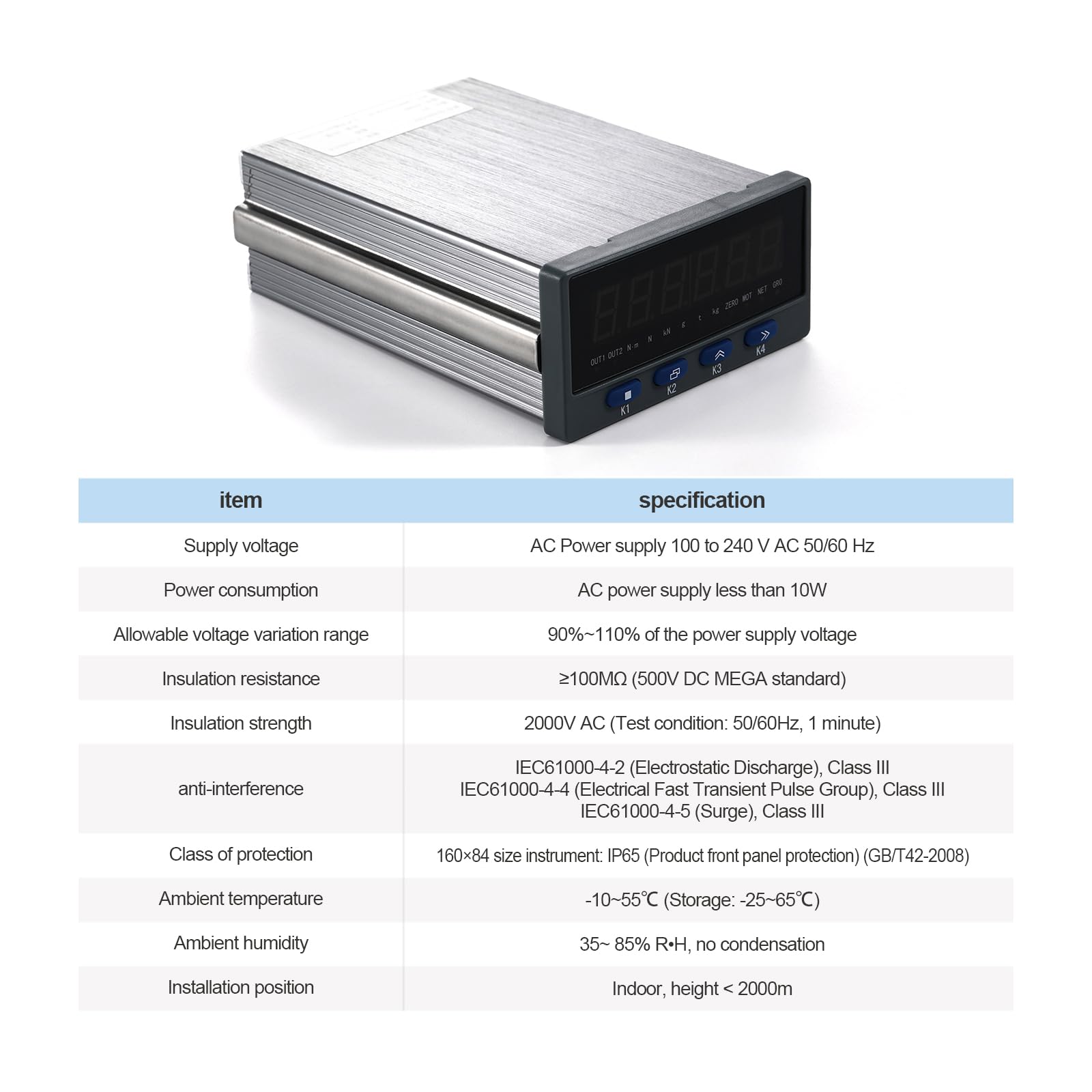 QL-HB5-C Load Cell Indicator Display - High Precision Weighing Transducer & Batching Transmitter - AC 100-240V, IP65 Rated, RS485 & 4-20mA Output - Ideal for Industrial Scales, Batching Systems, and Process Control Applications