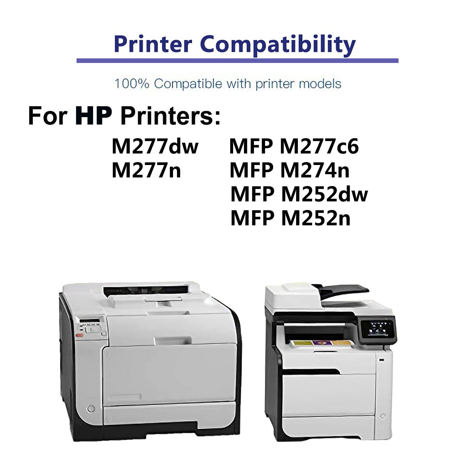 8-Pack (2BK+2C+2Y+2M) High Yield 201A Compatible Toner Cartridges for HP MFP M252dw/M252n Printers - Replacement for CF400A/CF401A/CF402A/CF403A - Ideal for Home Office & Small Business Printing Needs