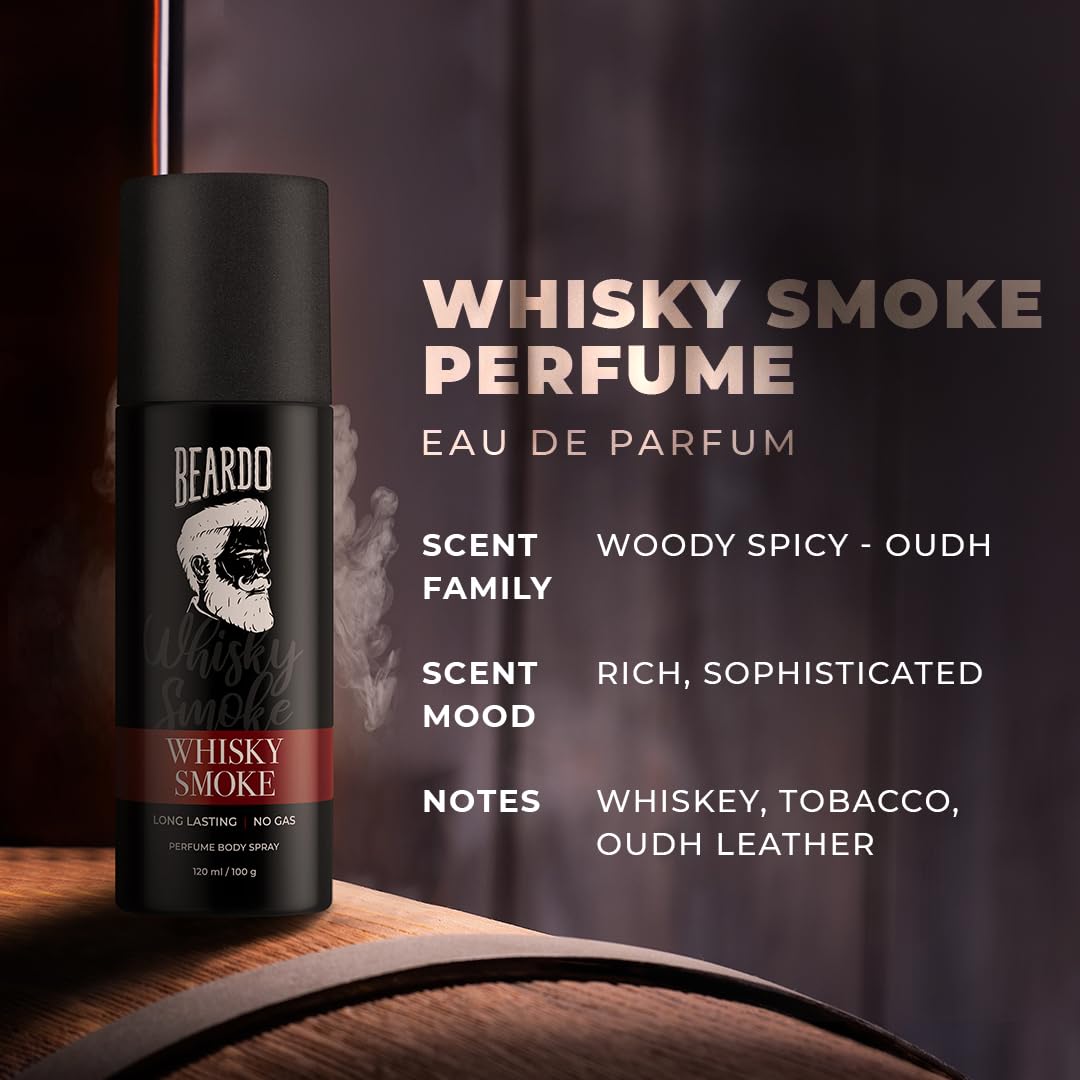 Beardo Godfather & Whisky Smoke Cologne Body Spray Set for Men - 2 Pack Citrus Aromatic Spicy Long Lasting Fragrance | Deodorant & Perfume Combo | Perfect Christmas Gift for Him, Friends & Boyfriend | Office, Date Night & Special Occasions