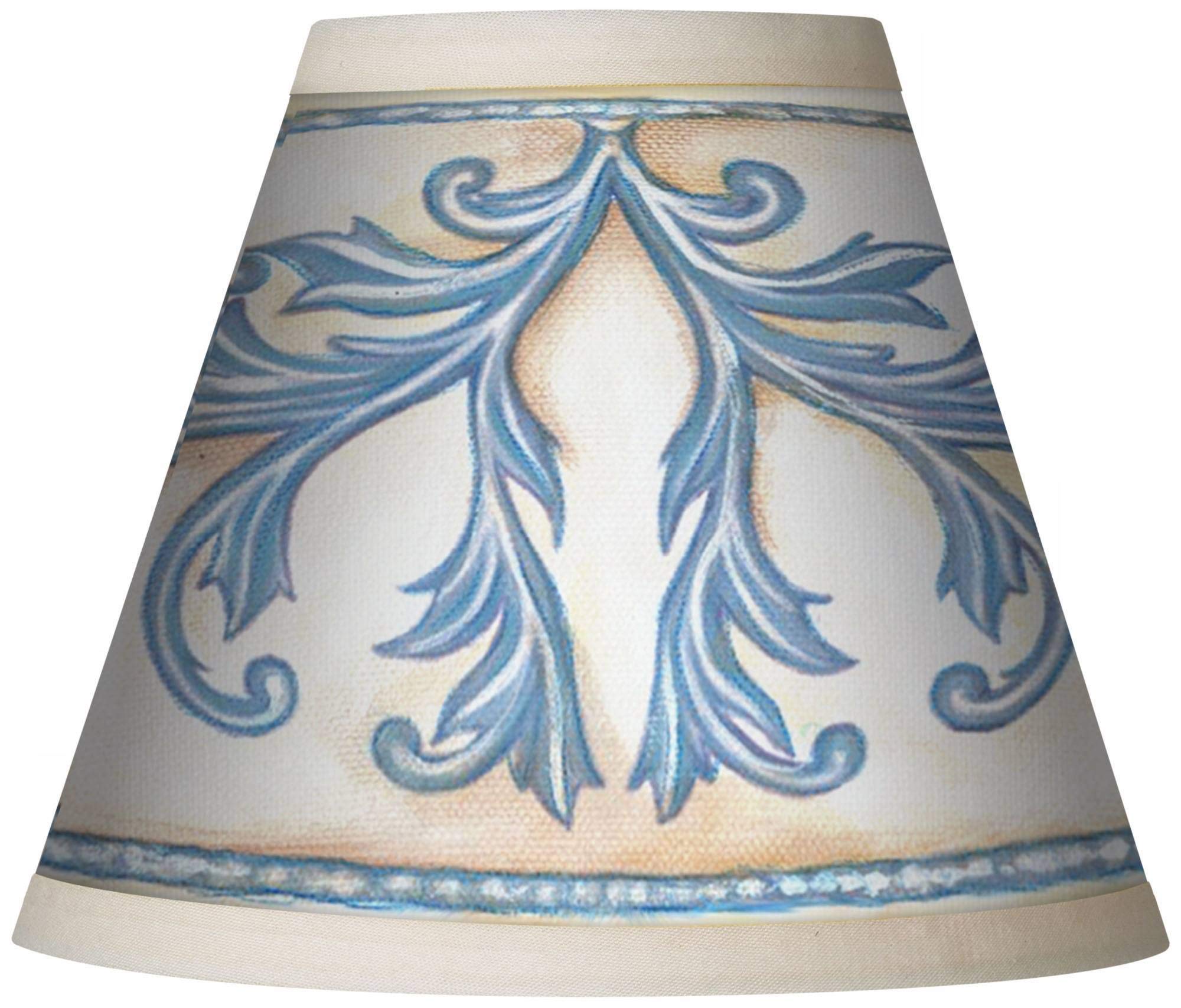 Set of 4 Parisian Blue & White Empire Print Lamp Shades - 3