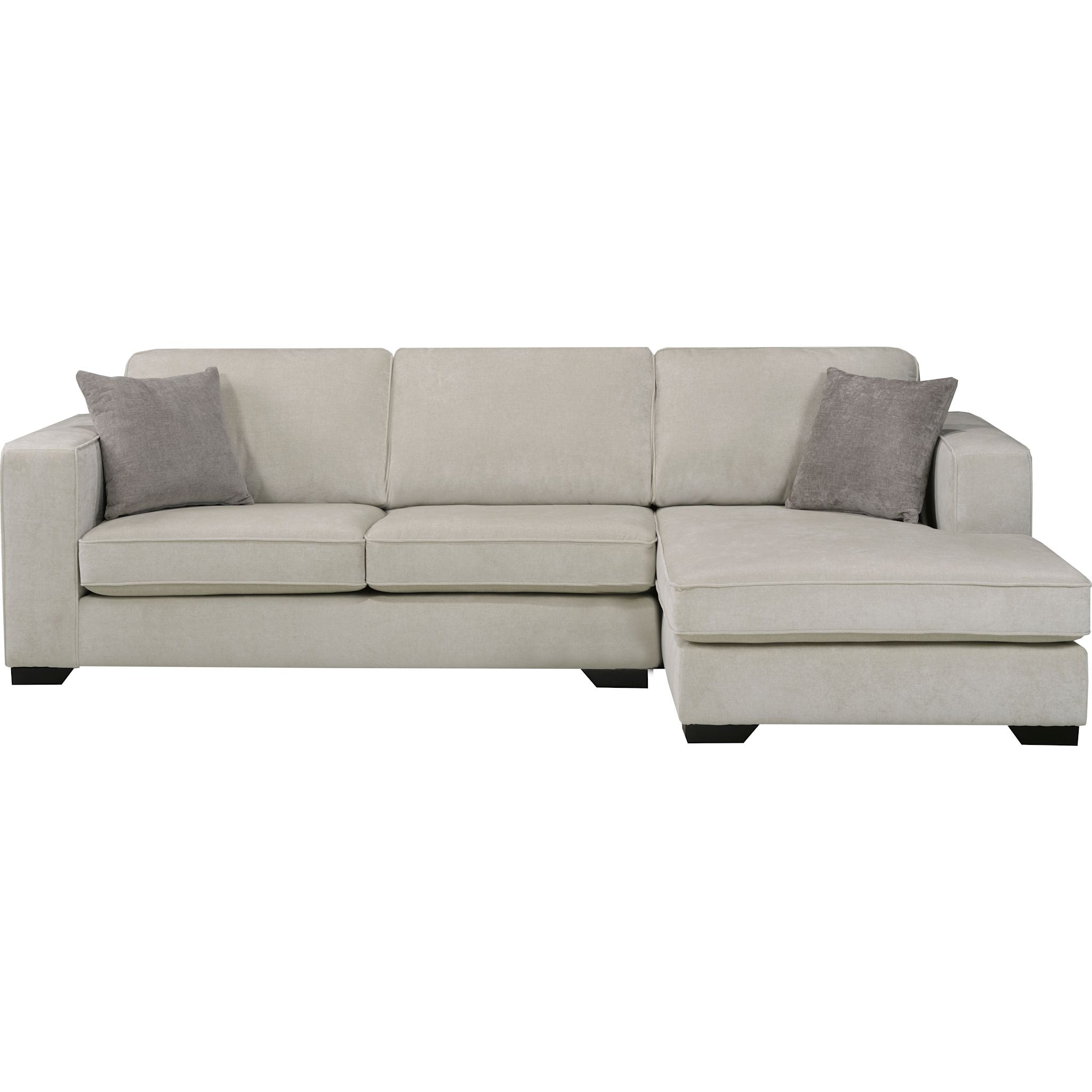 Amber 2-Piece Sectional Sofa with Chaise Lounge - Cream Linen Fabric - Perfect for Living Room, Family Room & Small Spaces