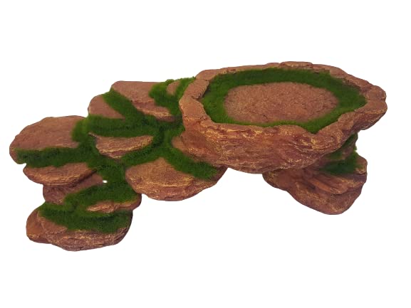 Natural-Looking Large Mossy Rock with Artificial Bridge - Resin Aquarium Ledge & Basking Cave Hide Decor for Reptiles, Fish, Amphibians | Perfect for Terrariums, Vivariums & Aquatic Habitats