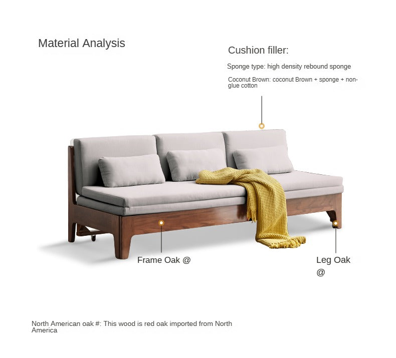 Solid Oak Wood Sofa Bed - Foldable & Convertible for Living Room, Guest Room, or Small Spaces - Multi-Functional Furniture for Comfort & Style