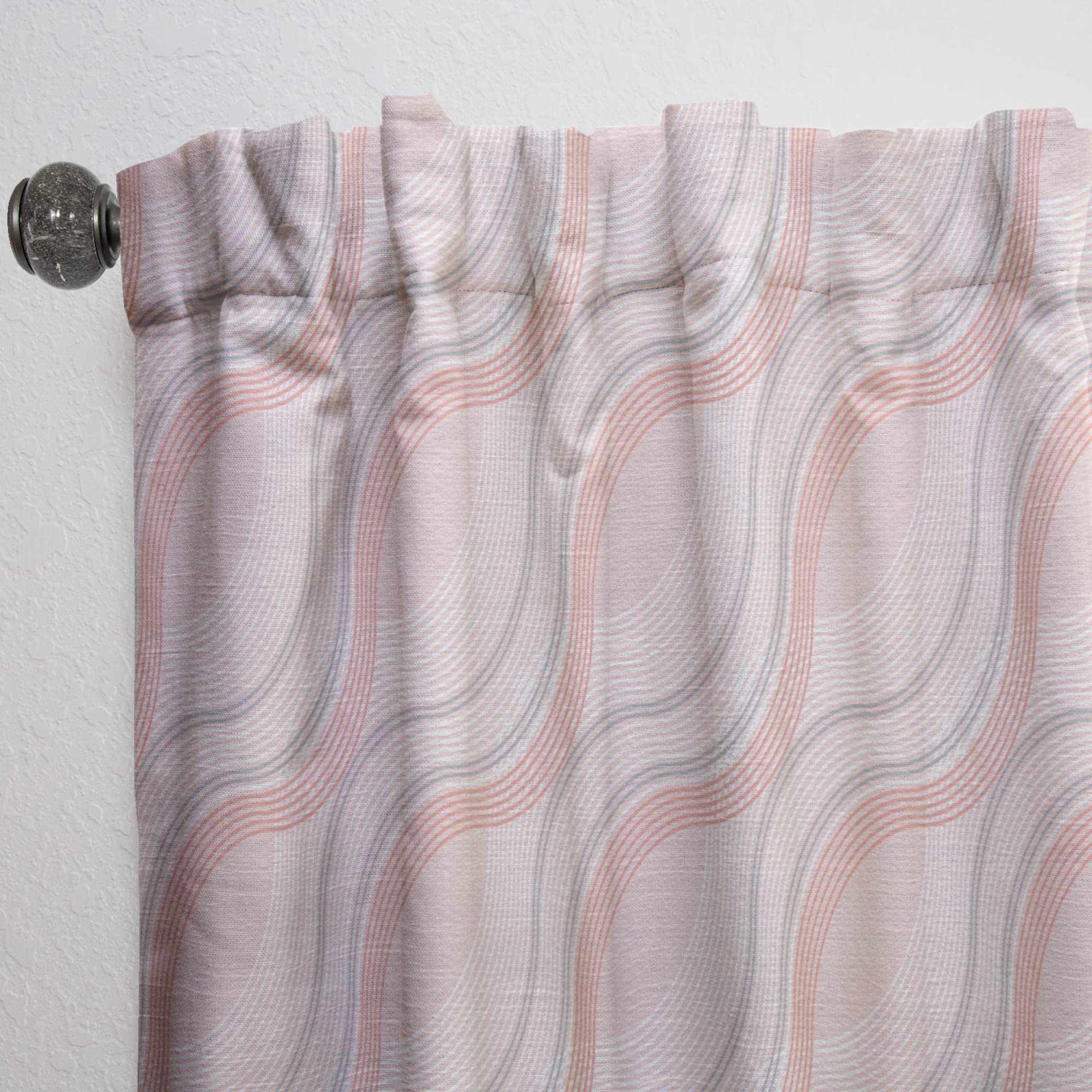 DesignQ Thermal Insulated Curtains - Pink Elegant Pastel Waves, 52x95 Inch Single Panel for Bedroom & Living Room | Noise Reducing, Blackout Drapes for Better Sleep & Privacy