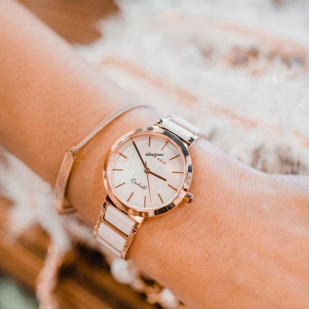 ARIES GOLD ENCHANT L 5037Z RG Women's Luxury Watch with White Ceramic Band - Elegant Timepiece for Office, Party & Special Occasions