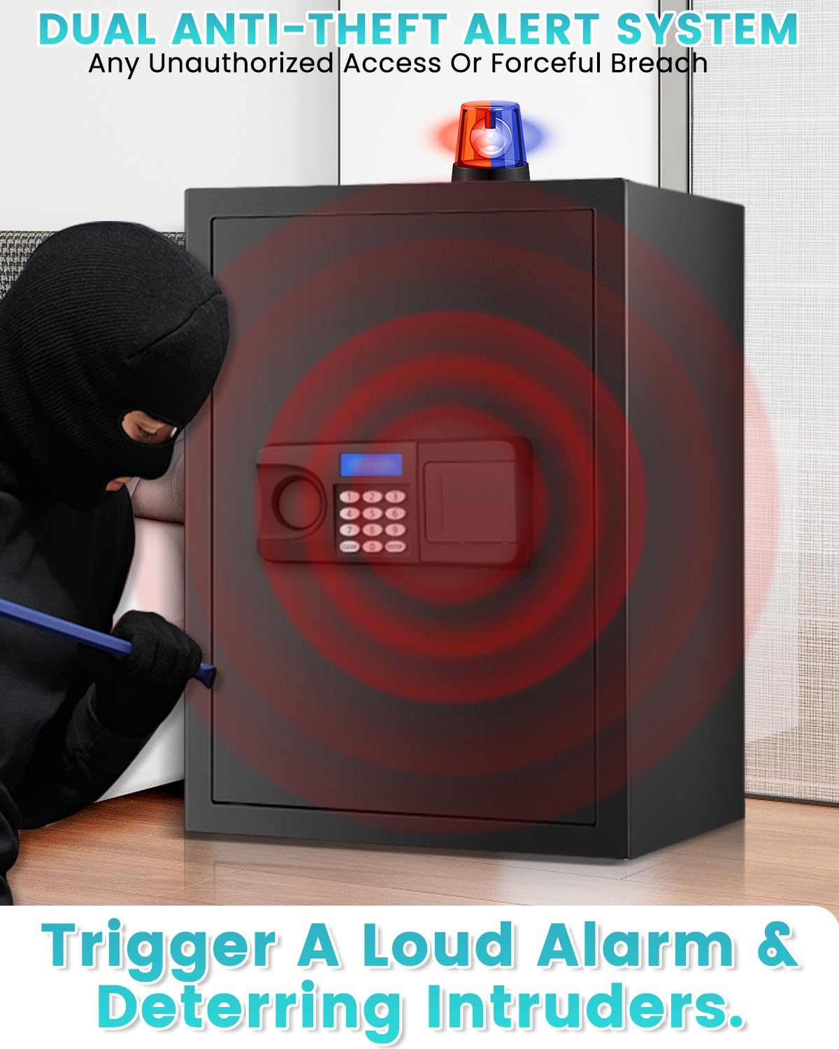 2.6 Cuft Fireproof Waterproof Digital Safe Box with Programmable Keypad & Smart Alert - Secure Business Money, Jewelry, Valuables - Ideal for Home, Office & Small Business Security
