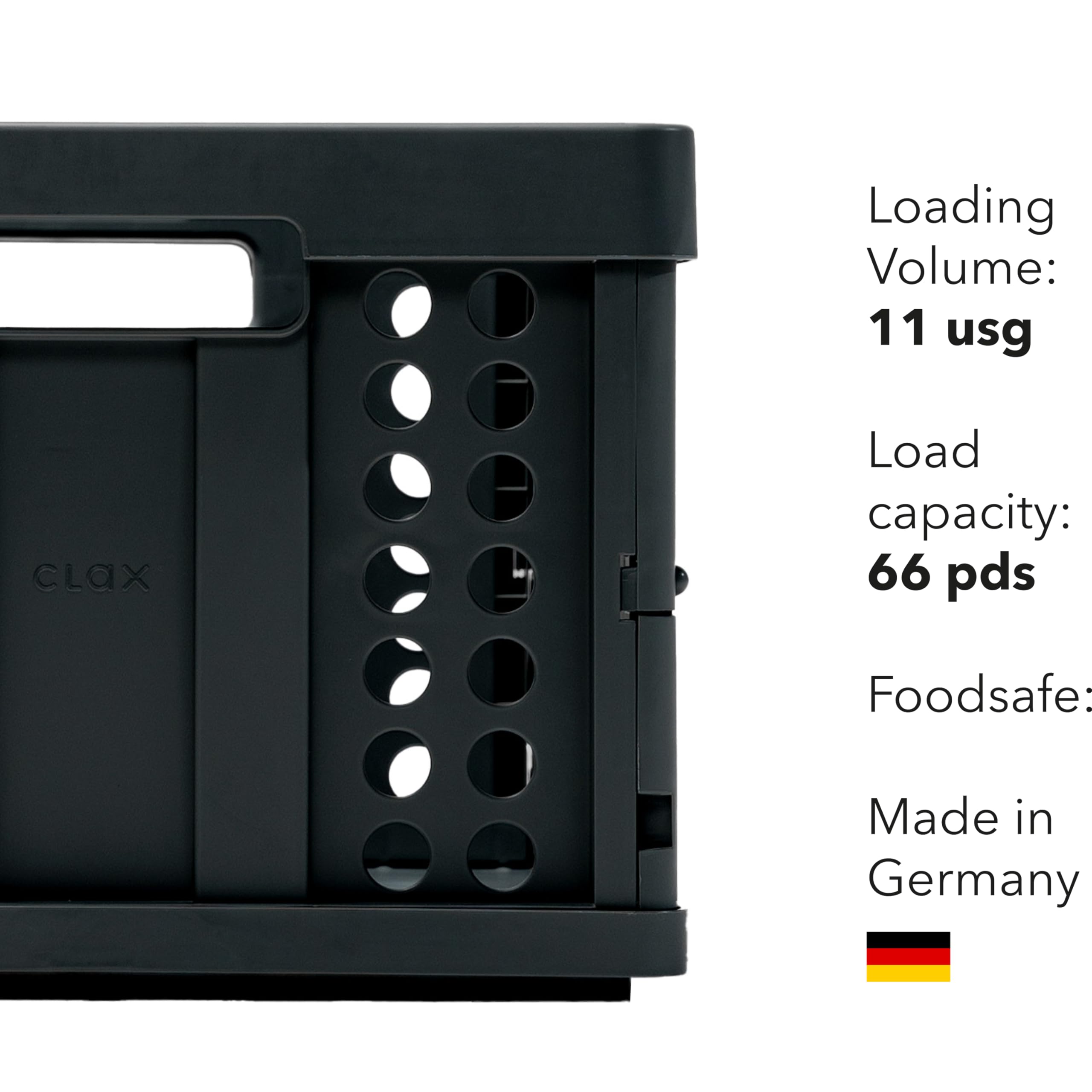 CLAX® The Original German-Made Multi-Use Collapsible Utility Cart - Foldable Mobile Trolley with 2 Storage Bins for Shopping, Storage & Transport (Black) | Perfect for Groceries, Warehouse, Camping & Home Organization