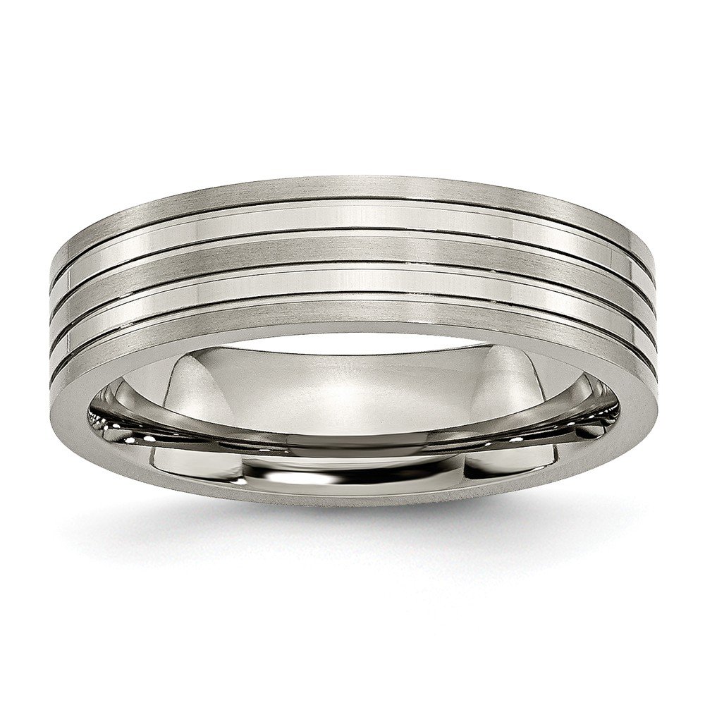 Premium Solid Titanium 6mm Grooved Matte Brushed Wedding Band Ring for Men - Durable, Hypoallergenic Jewelry for Everyday Wear, Anniversary Gifts & Special Occasions