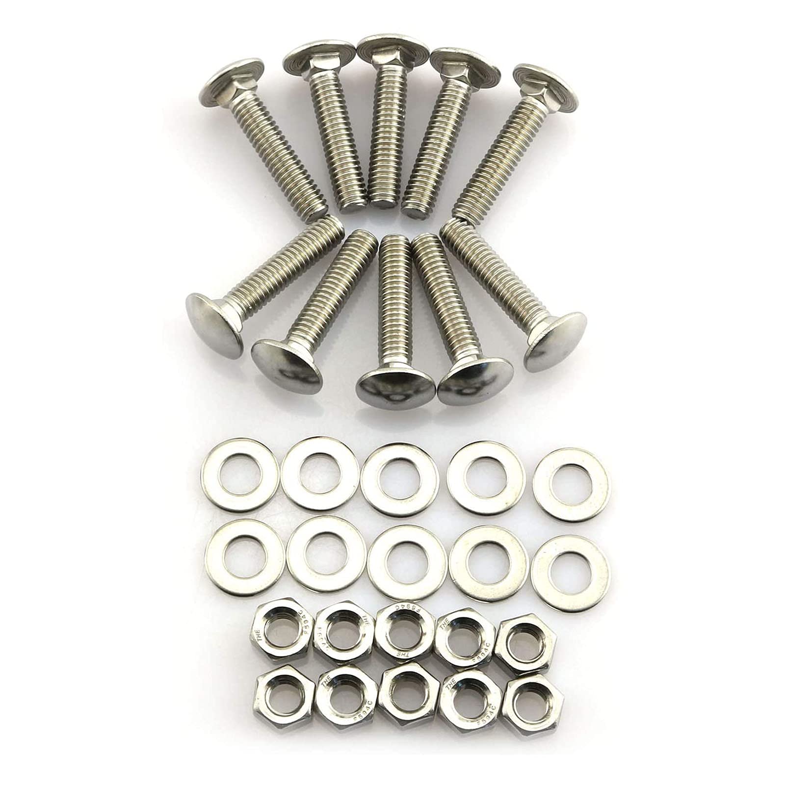 M8-1.25x12mm Zinc-Plated Carriage Bolts - 20 Sets for Furniture & Construction