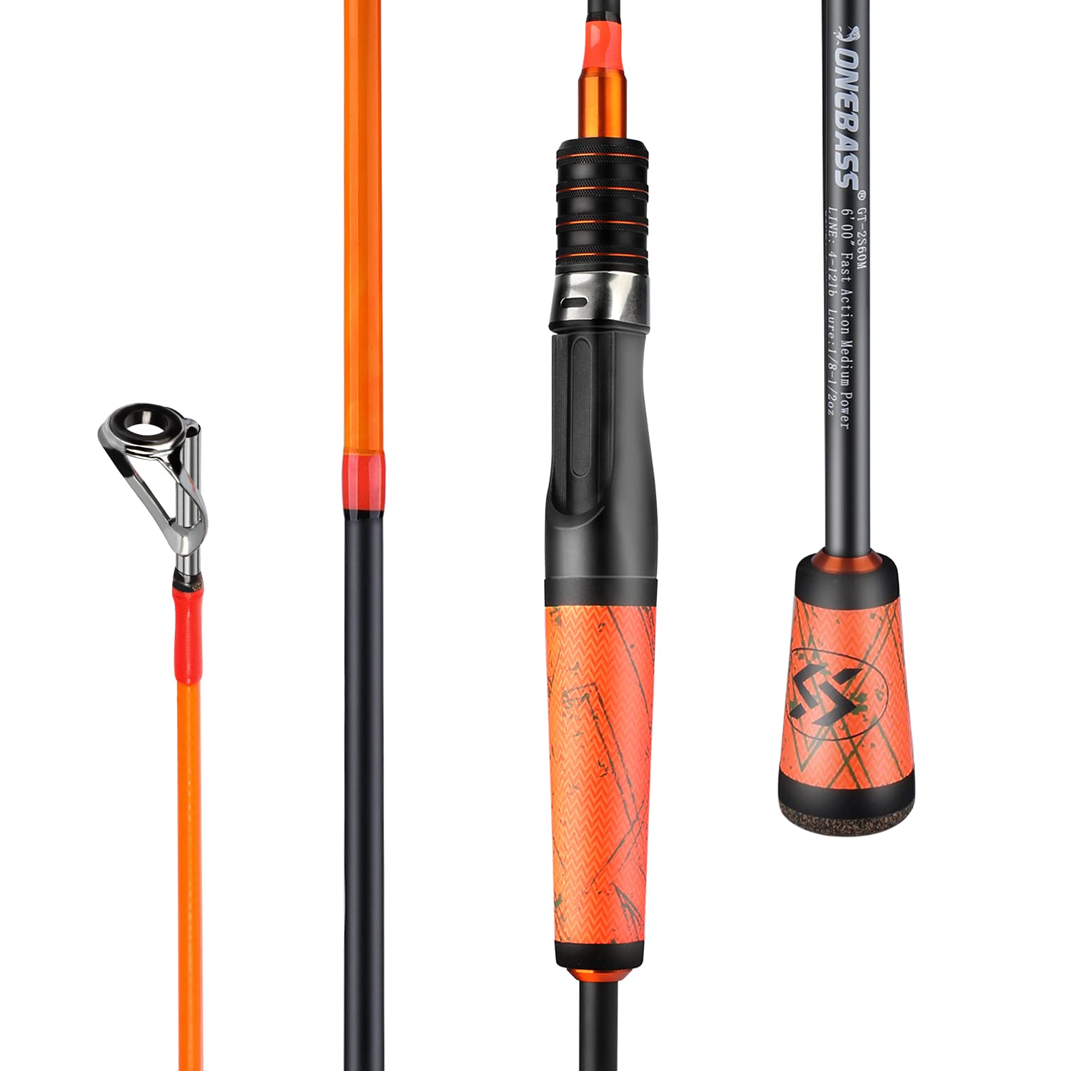 24-Ton Carbon Fiber Bass Fishing Rod - 2-Piece Casting & Spinning Rod with SuperPolymer Handle | Freshwater & Saltwater Fishing Gear for Bass, Trout, Walleye | Perfect for Shore Fishing, Boat Angling & Tournament Use