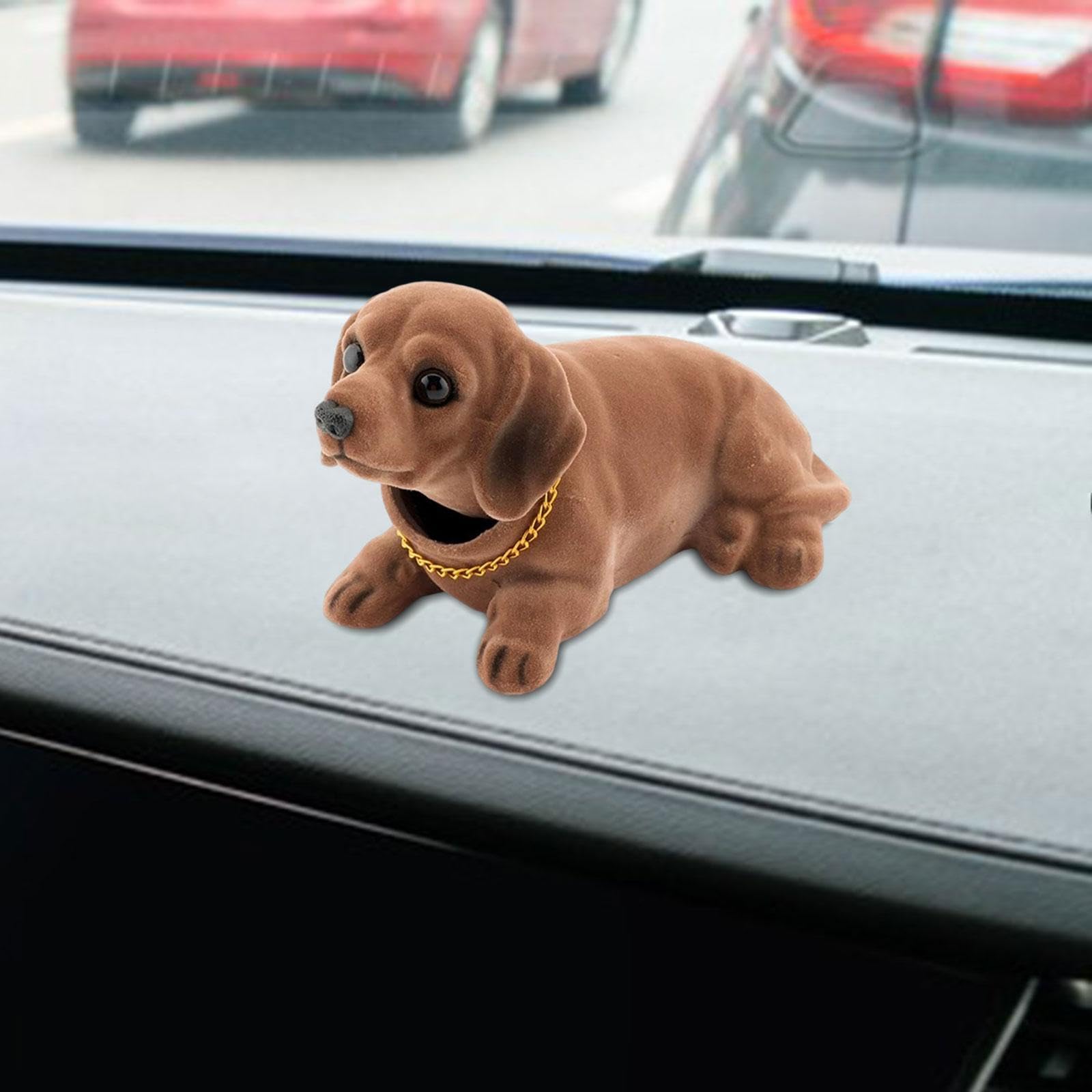 Cute Dog Car Dashboard Ornament - Handcrafted Office & Home Decor Gift for Dog Lovers - 9x6x18cm - Perfect for Car Interior, Desk & Room Decoration