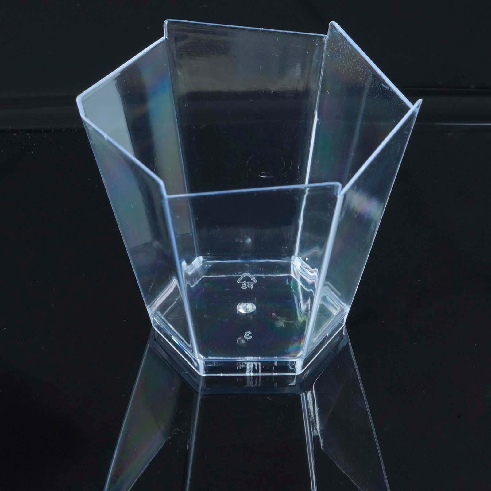 12 Pack Clear Wavy Hexagon Plastic Dessert Cups - 3oz Lightweight Disposable Treat Containers for Ice Cream, Pudding & Party Snacks - Perfect for Birthday, Wedding & Catering Events