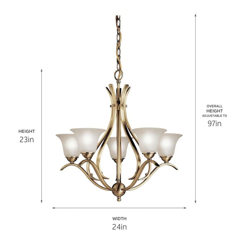 5-Light Modern Chandelier with Etched Seeded Glass - Brushed Nickel Finish - Elegant Dining Room & Foyer Lighting Fixture for Home Decor