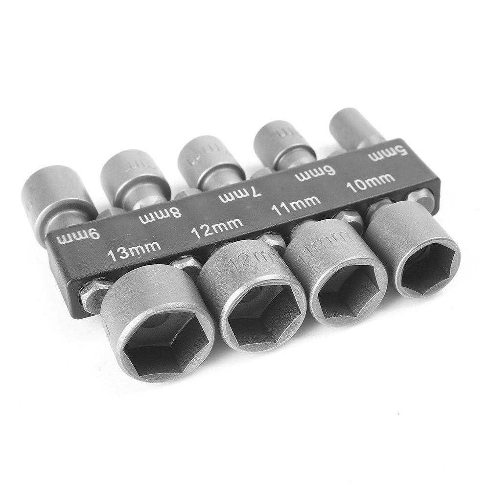 9Pcs Power Hand Driver Drill Tool Set with 5-13mm Metric Socket Wrench & 1/4