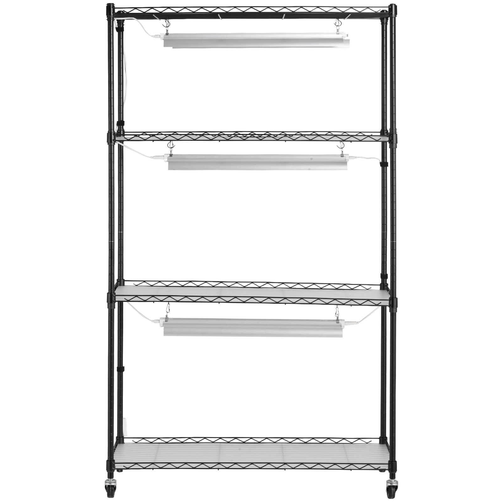 VEVOR 4 Tier Metal Plant Stand with 90W Full Spectrum Grow Light - Adjustable Indoor Plant Shelf with 3 Lighting Modes for Seed Starting, Herbs & Houseplants - Perfect for Home, Office & Garden Plant Display