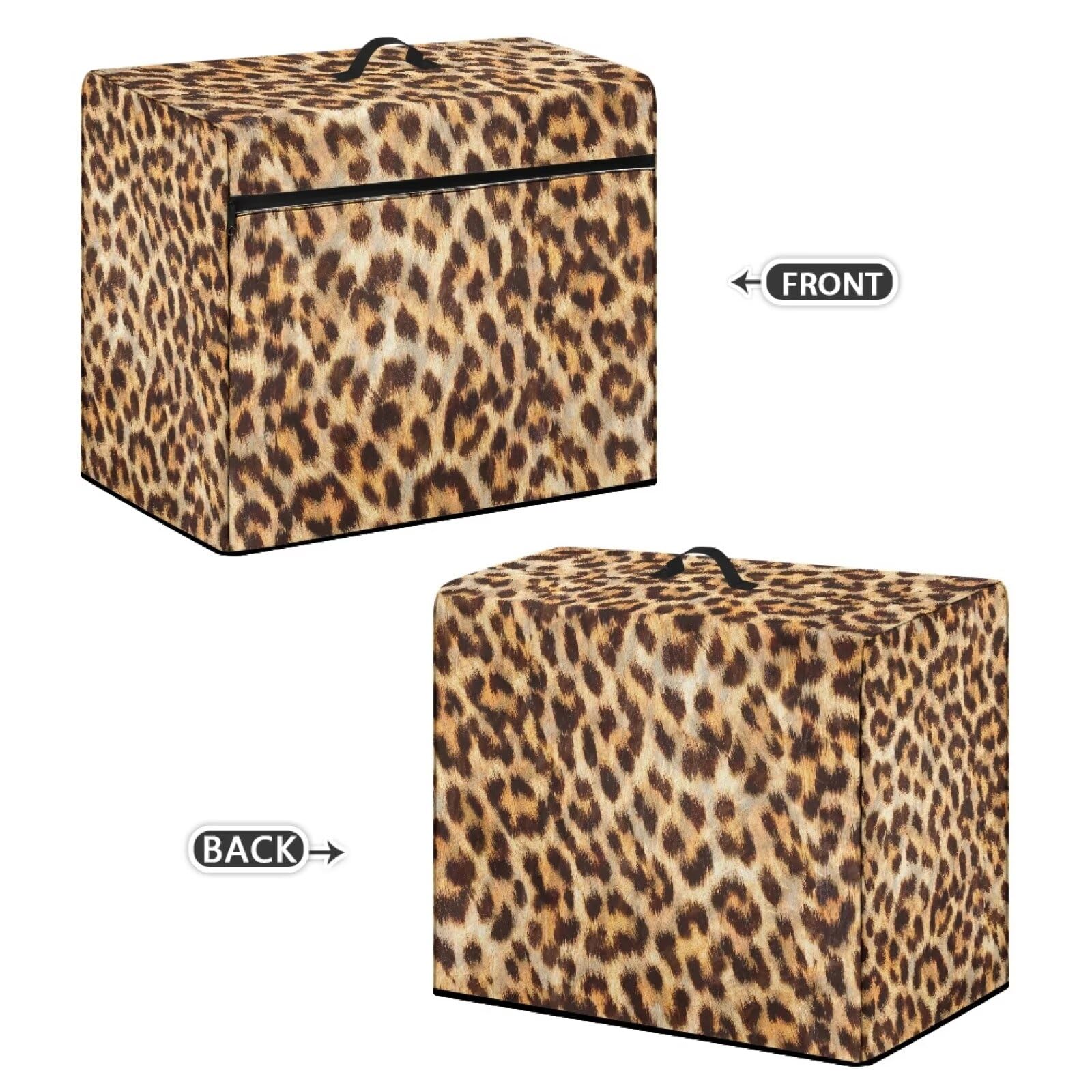 Waterproof Leopard Print Sewing Machine Cover with Pockets & Side Handle - Dust Protection for Singer, Brother, Janome - Perfect for Home Studios & Craft Rooms