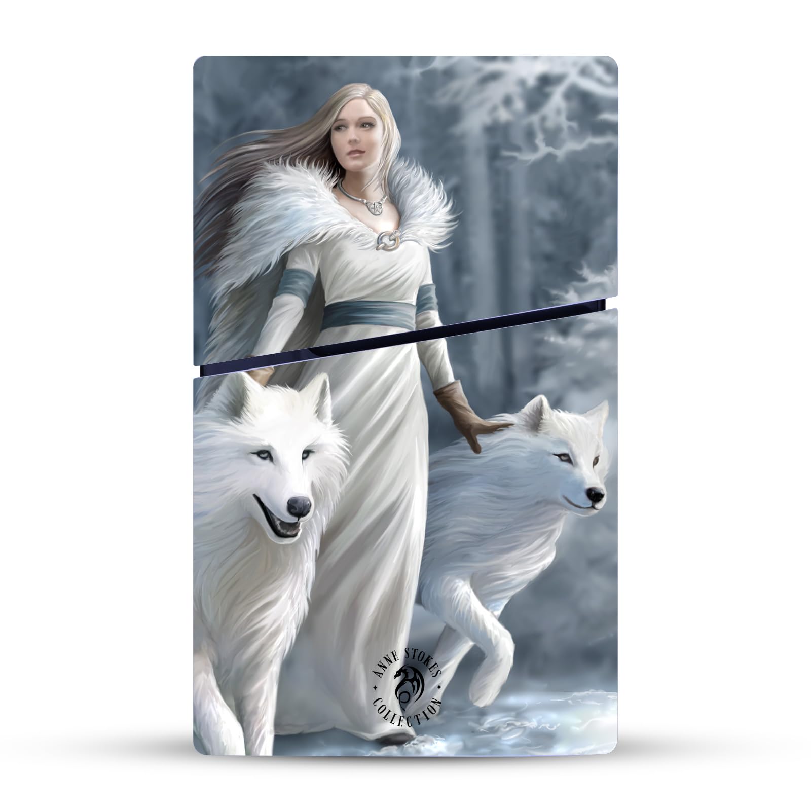 Official Anne Stokes Winter Guardian Vinyl Art Sticker for Sony PS5 Slim/PRO Disc Edition Console & DualSense Controller - Gaming Skin Decal - Perfect for Gaming Setups & Personalization