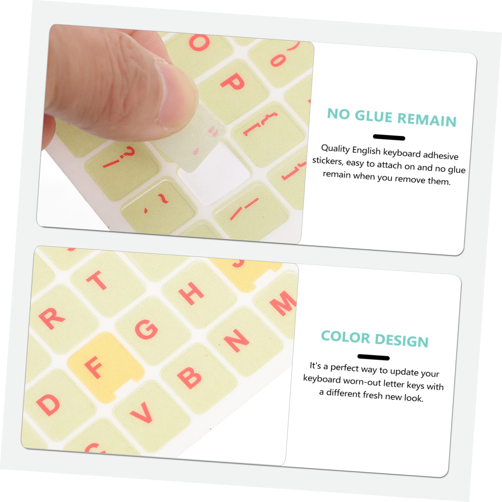 Lurrose 2-Pack Universal Laptop Keyboard Stickers - English Letter ABS Decorative Film for Notebook & Computer (Perfect for Work, Gaming & Travel)