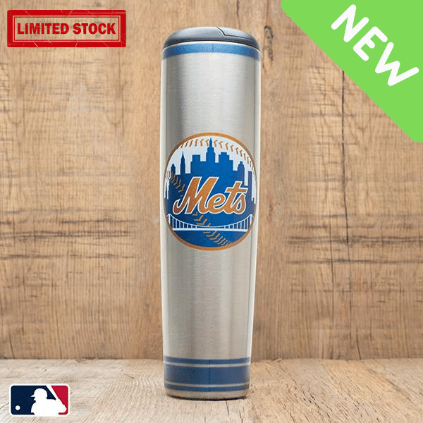 New York Mets Stainless Steel Baseball Bat Mug - Insulated Metal Dugout Cup for Hot & Cold Drinks - Perfect for Baseball Games, Tailgating & Sports Fan Gifts