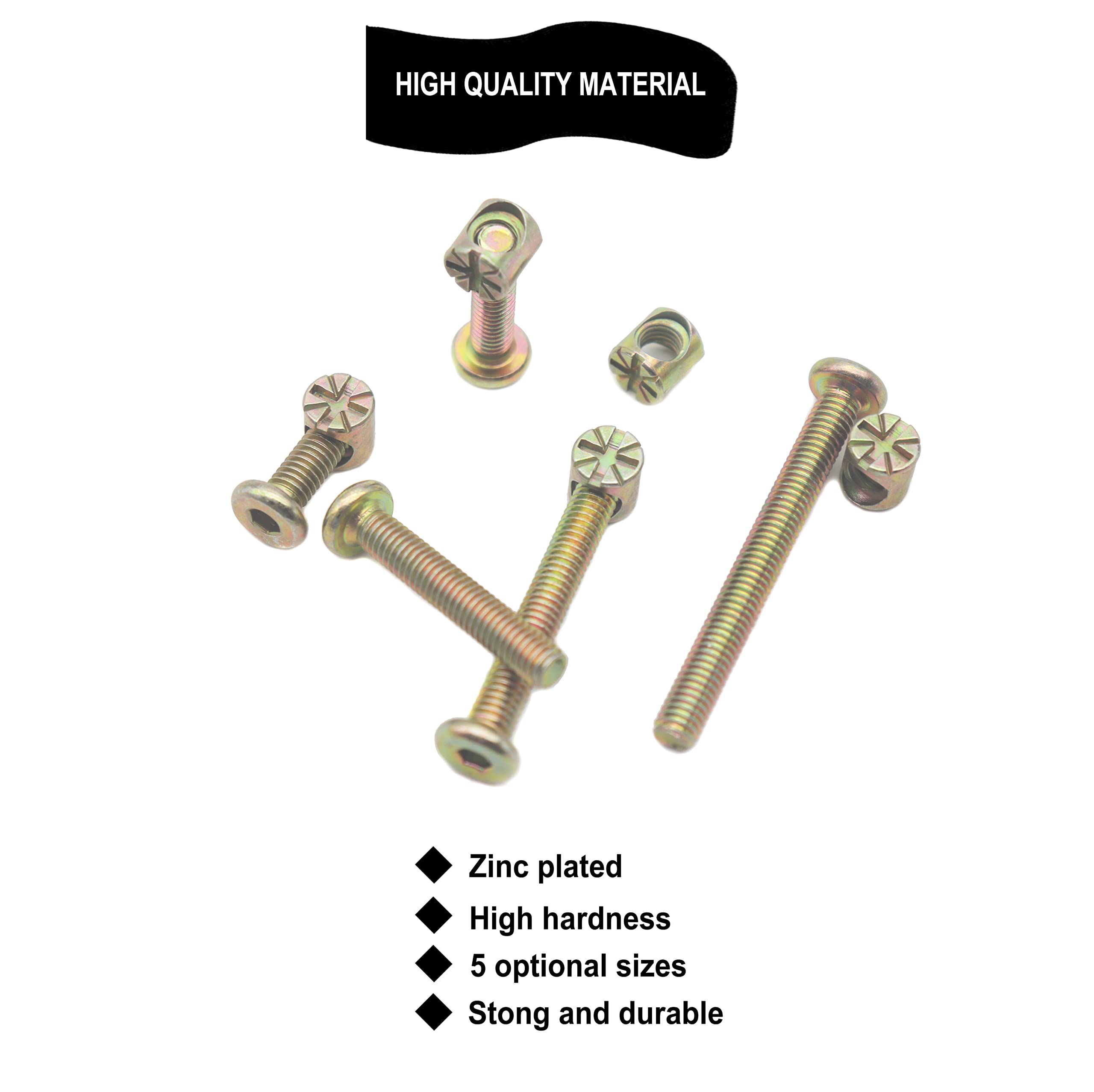 M6 Baby Crib Hardware Kit - 50pcs Bolts & Nuts for Bunk Beds & Furniture - M6x20-60mm - Home & Nursery Use