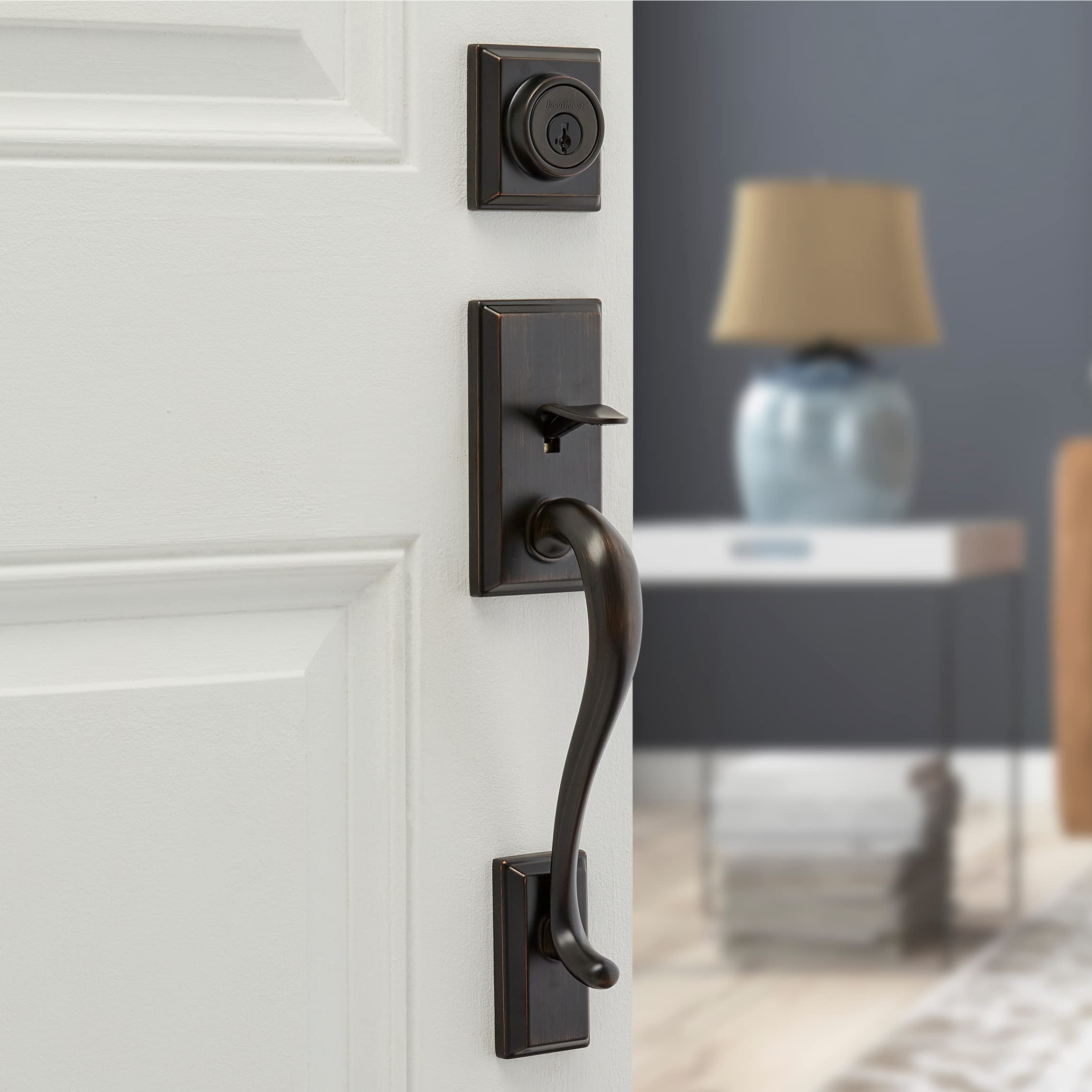 Kwikset Hawthorne SmartKey Front Door Lock & Deadbolt Set - Venetian Bronze, Pick Resistant Security with Microban Protection - Perfect for Home Entry Doors & Exterior Security