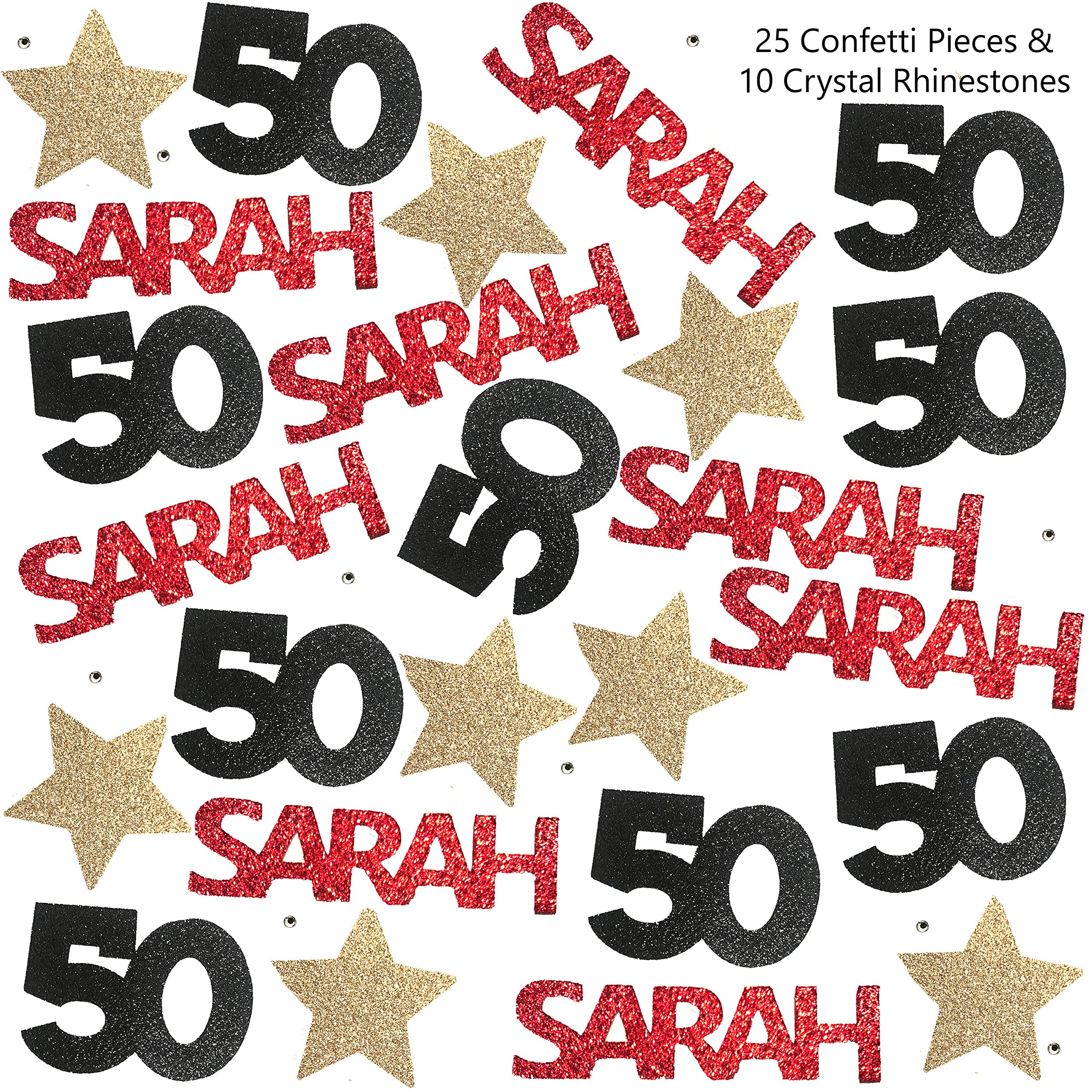 50th Birthday Party Decorations Set - 25 Glittery Confetti Pieces for Table Centerpiece | Perfect for Husband, Wife or Loved One's 50th Birthday Celebration | Great for Milestone Parties, Anniversaries & Golden Jubilee Events
