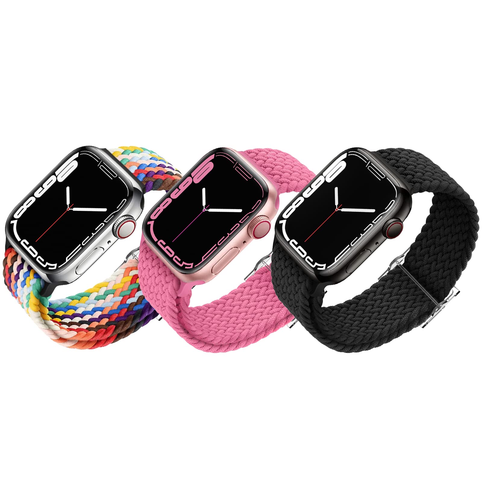 4 Pack Stretch Braided Solo Loop Bands Compatible with Apple Watch Series 8/7/6/5/4/3/2/1/SE - Soft Nylon Elastic Sport Strap for 49mm 45mm 44mm 42mm 41mm 40mm 38mm - Perfect for Workouts, Running & Daily Wear (Men & Women)