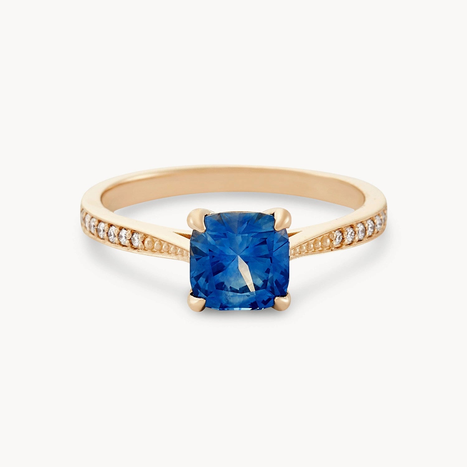 Ether One of a Kind Ring - Genuine Cerulean Blue Cushion Cut Sapphire Jewelry for Women | Perfect for Engagement, Wedding & Special Occasions