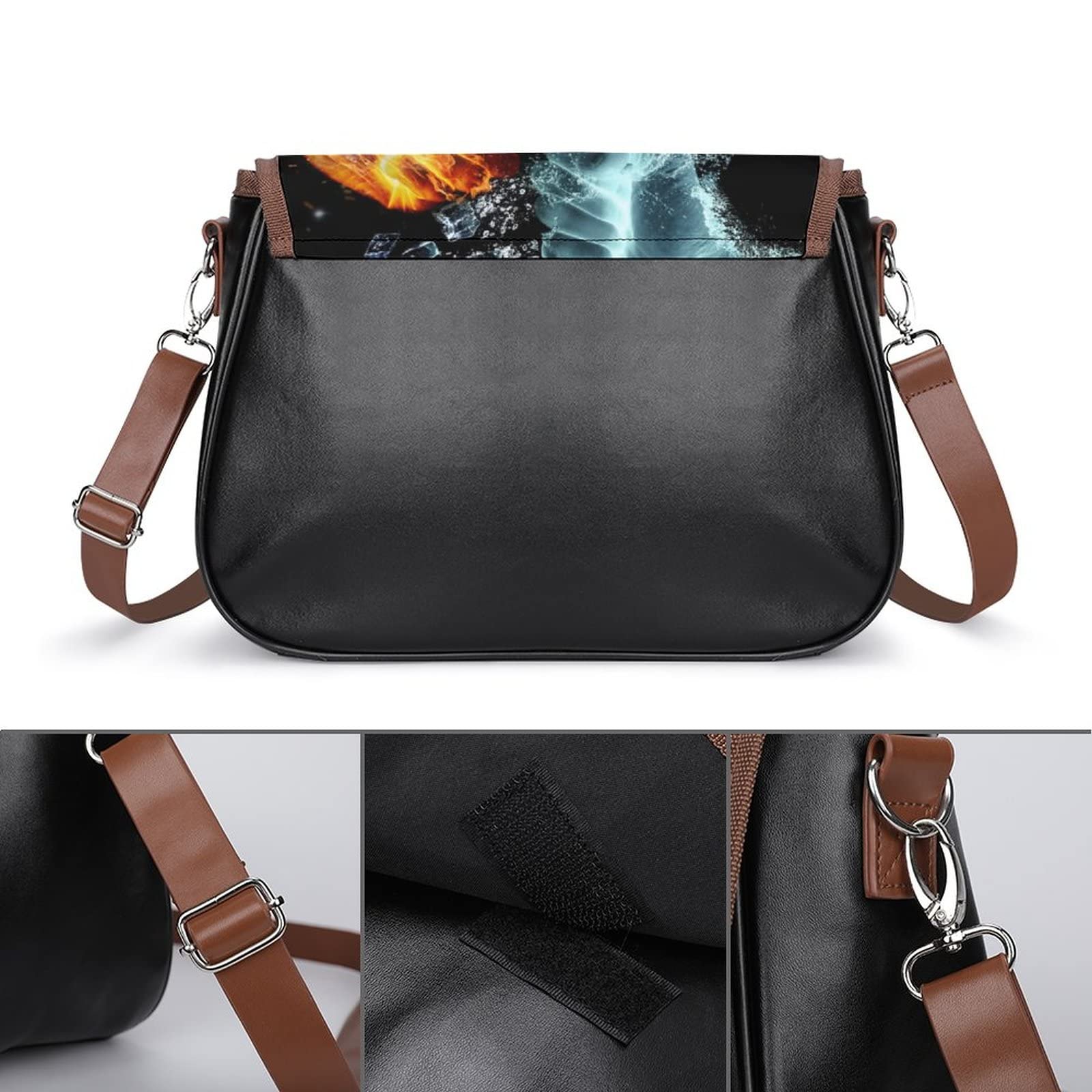Vintage Leather Crossbody Bag for Women - Stylish Printed Hobo Bag for Daily Use