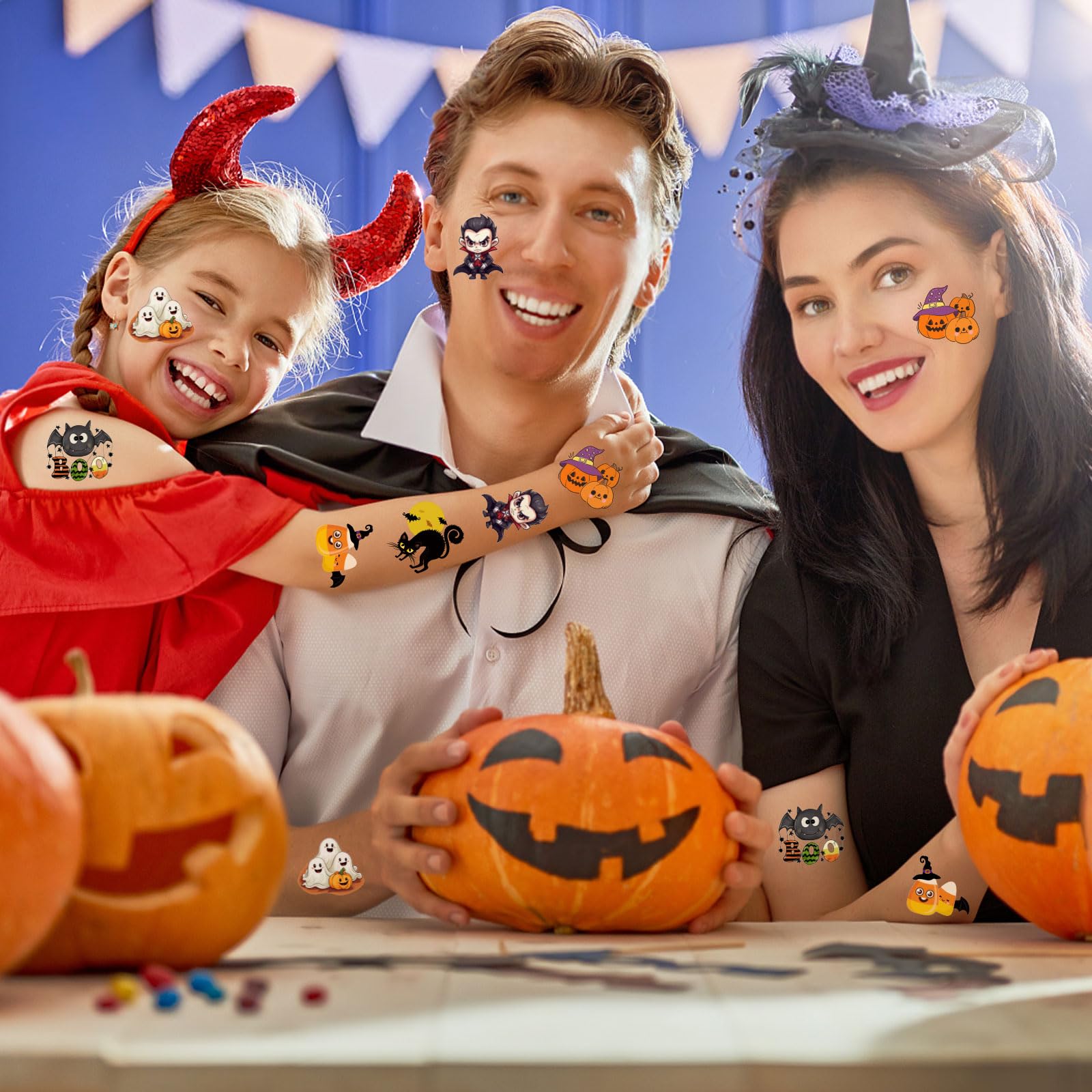 RINOLY 144 PCS Halloween Temporary Tattoos for Kids - 2 Inch Spooky Stickers, 6 Fun Designs - Perfect for Halloween Party Favors, Goodie Bags & Gifts for Boys & Girls - Great for Trick-or-Treating, Costume Parties & School Events