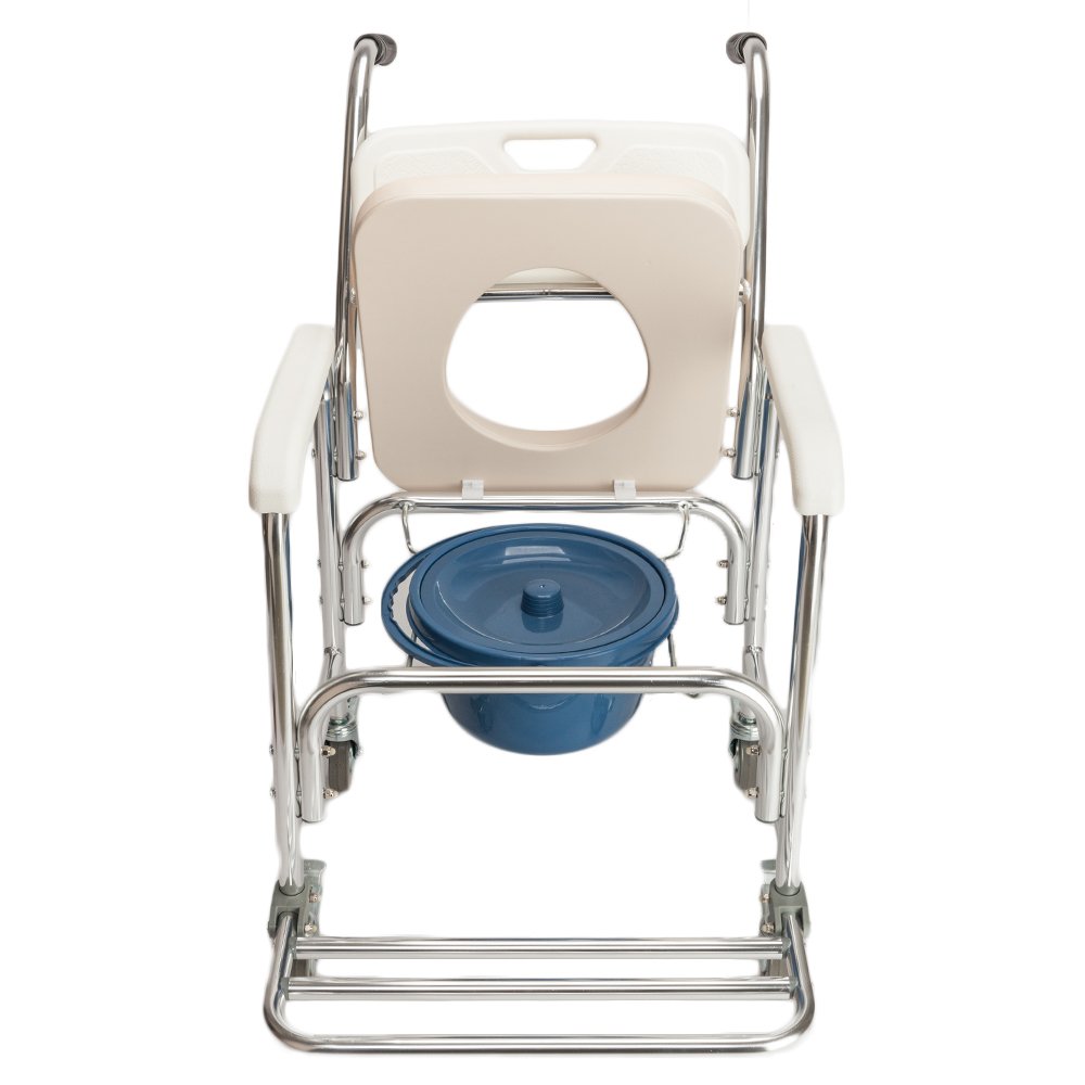 4-in-1 Aluminum Shower Chair with Flip-Up Footrests & Wheels - Lightweight Mobility Shower Seat for Elderly & Disabled - Ideal for Bathroom Safety & Assisted Living