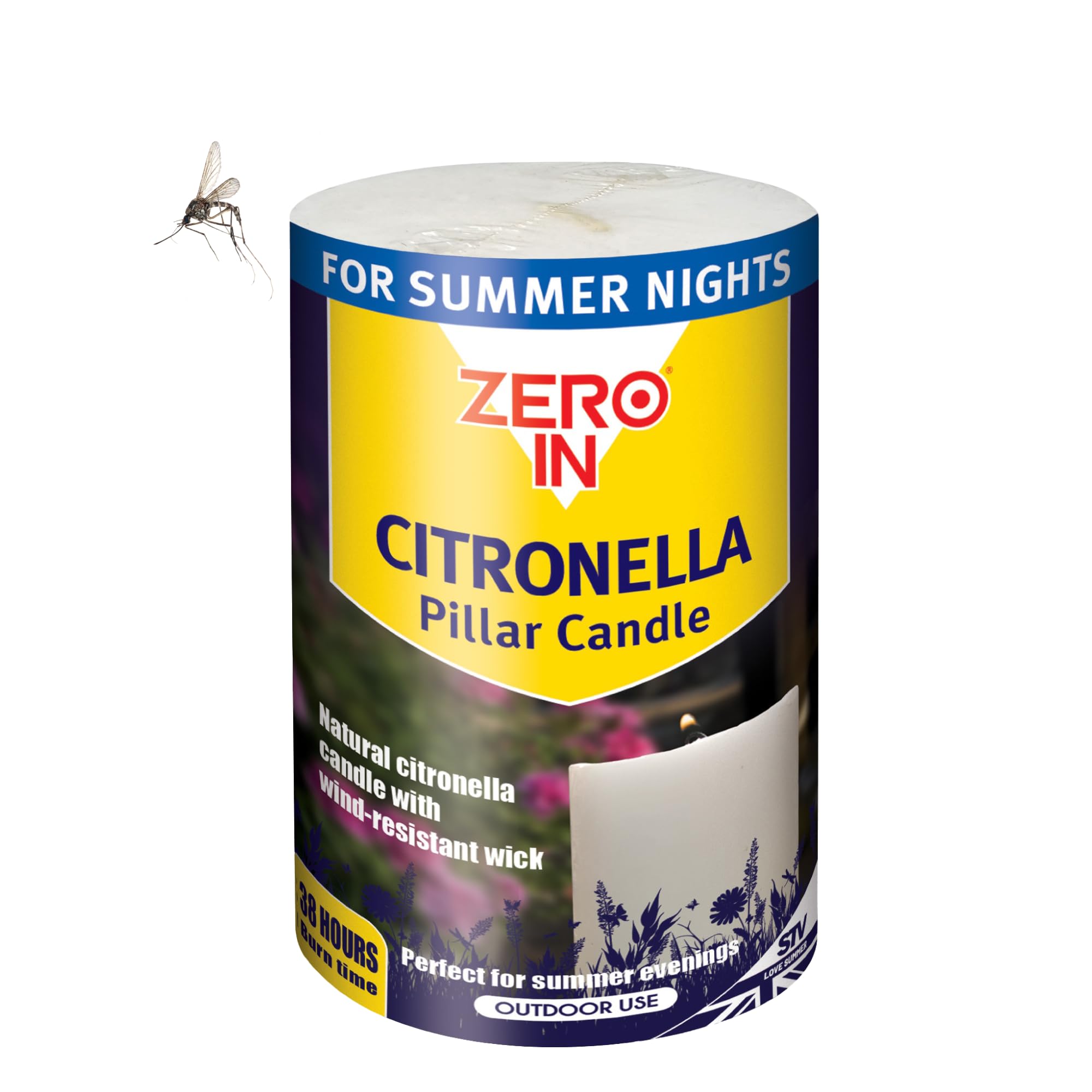 Natural Citronella Pillar Candle - Mosquito Repellent for Home & Outdoor Use - Long-Lasting Insect Protection Candle - Repels Mosquitoes & Biting Bugs - Perfect for Patio, Garden, Camping & Backyard Gatherings