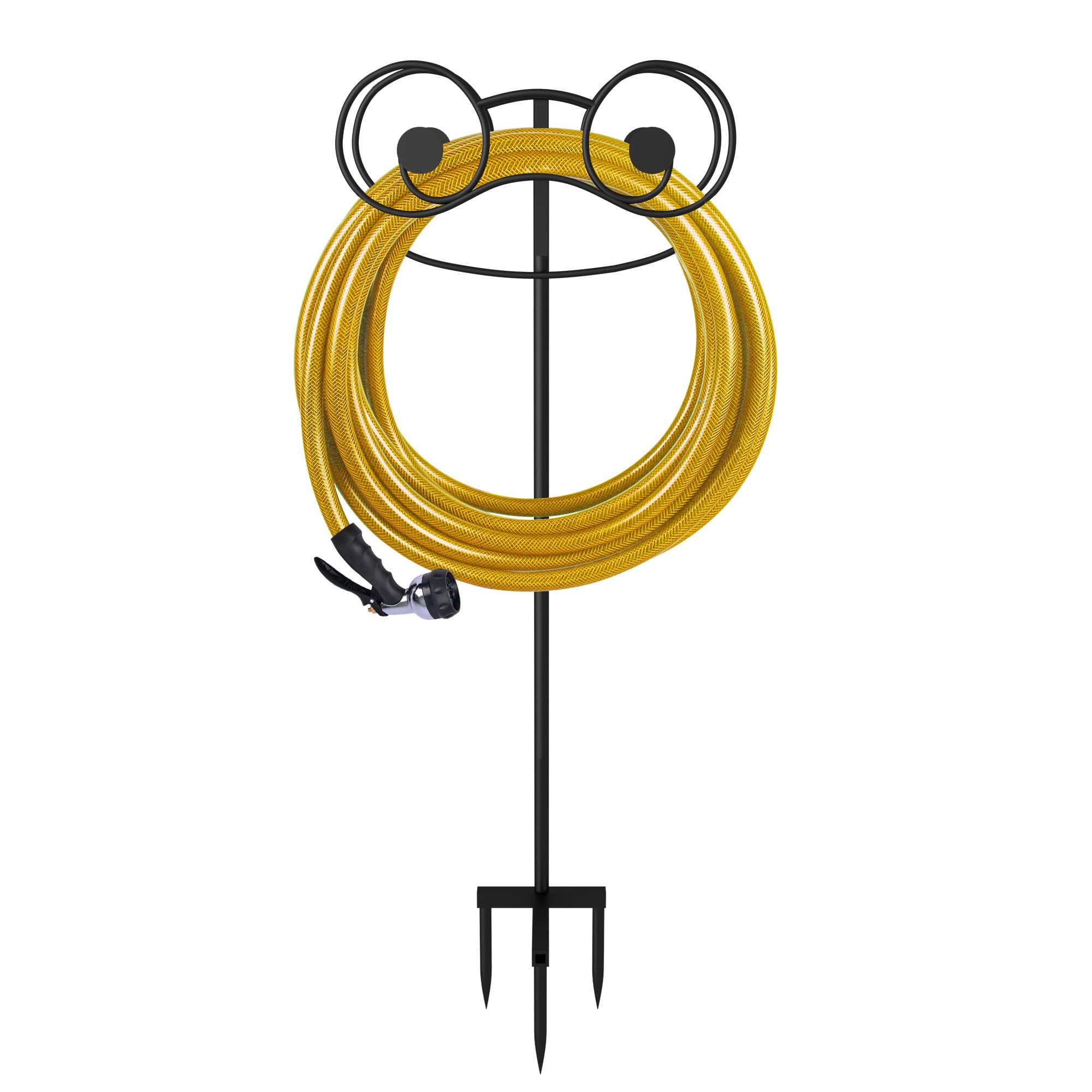 EYMPEU Metal Garden Hose Holder with Frog Design - Free Standing Outdoor Water Hose Stand for Garden Storage | Perfect for Yard, Patio, and Lawn Organization