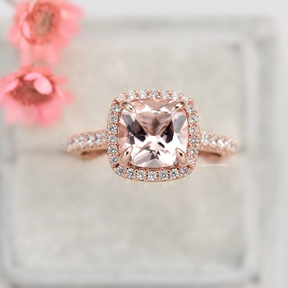 Belle Morganite Ring 14K Rose Gold Vermeil - Elegant Stackable Ring for Women, Perfect for Engagement, Wedding, Anniversary & Everyday Wear