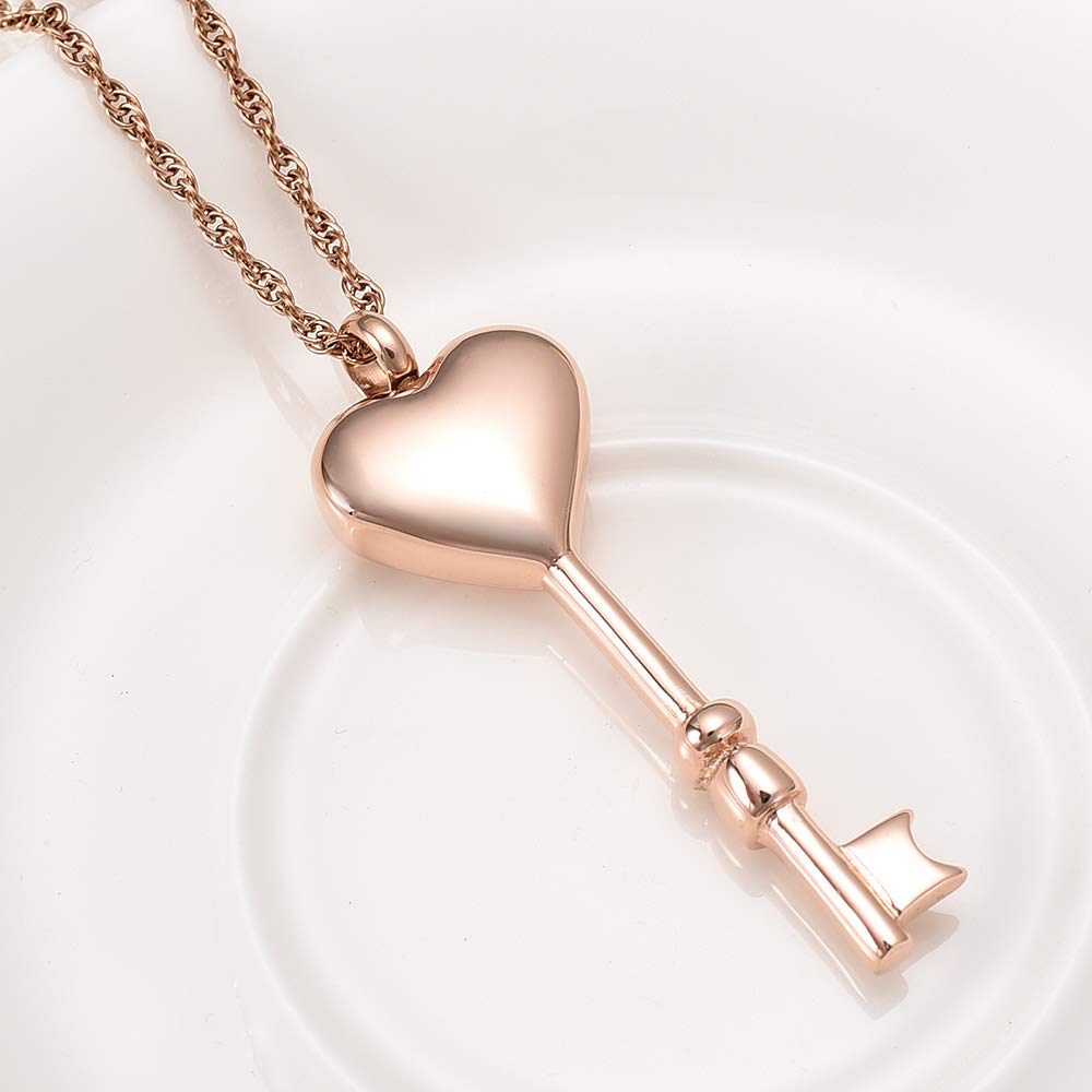 Heart-Shaped Cremation Jewelry for Ashes - Key To My Heart Urn Necklace for Women & Men - Memorial Keepsake Gift for Loved Ones - Perfect for Remembrance, Funerals & Special Occasions