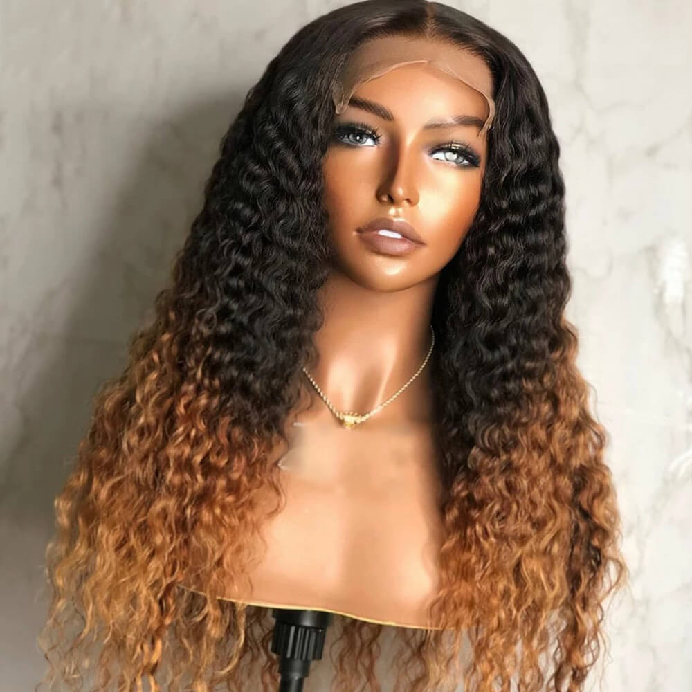 Eullair Ombre Brown Body Wave & Water Wave Lace Front Wig - Natural Looking Human Hair Frontal for Women | Perfect for Daily Wear, Parties & Special Occasions
