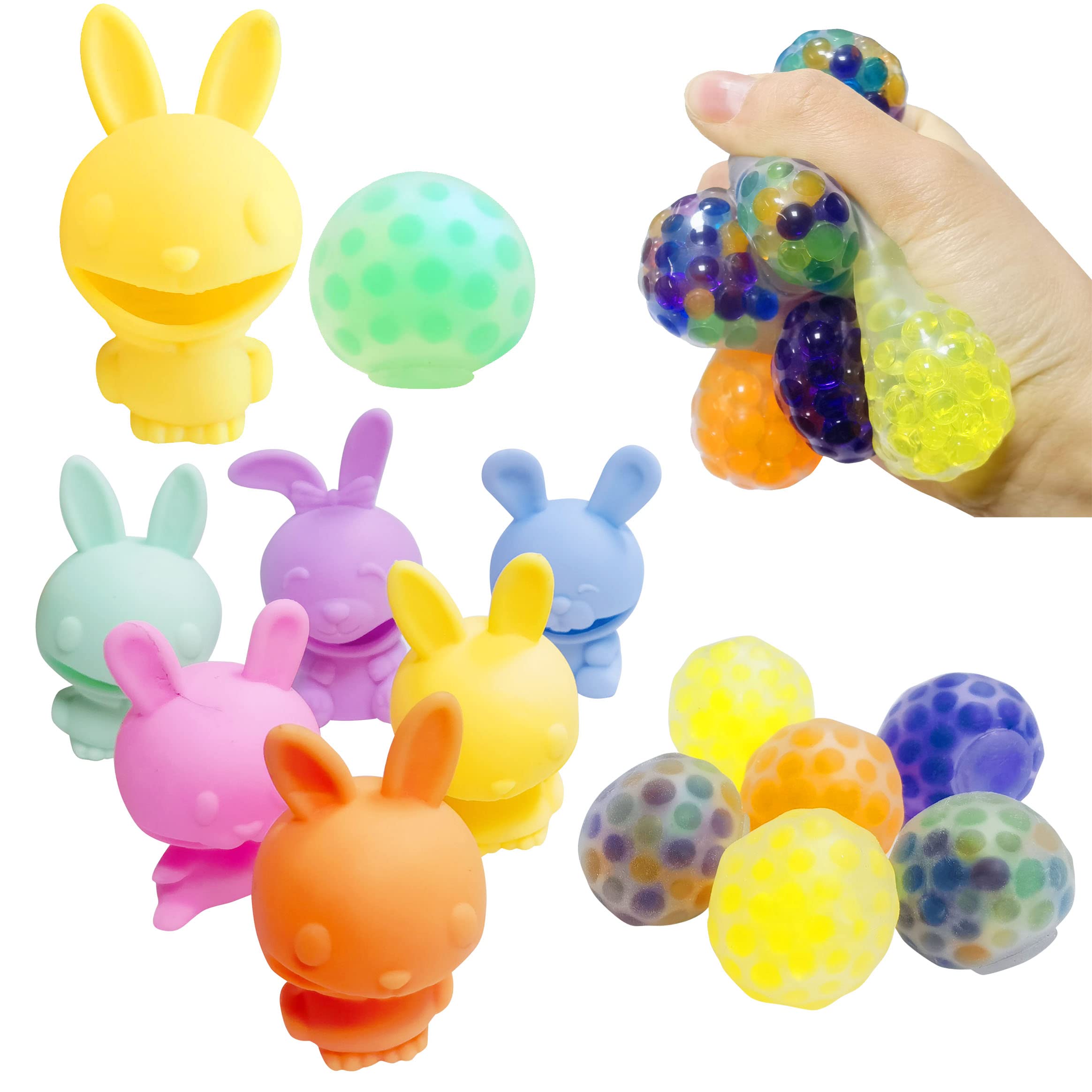 12 Pack Prefilled Easter Eggs with Rabbit Bubbles Squeeze Toys - Anti-Stress Anxiety Relief Toys for Kids & Adults - Perfect for Easter Basket Stuffers, Egg Fillers, Party Favors & Classroom Rewards