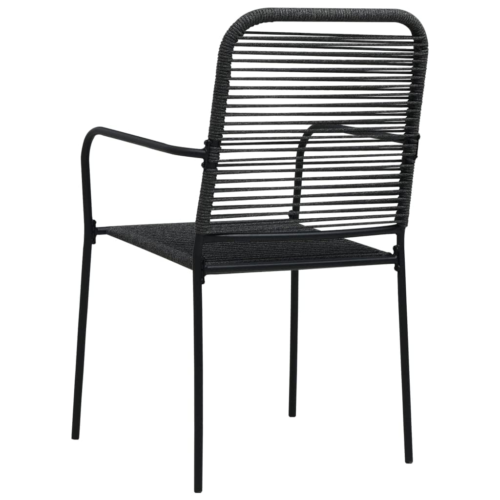 Minimalist Patio Chairs Set - Weather-Resistant & UV-Protected Cotton Rope & Steel Outdoor Furniture - Easy Assembly Black Garden Chairs for Backyard, Poolside & Patio Relaxation