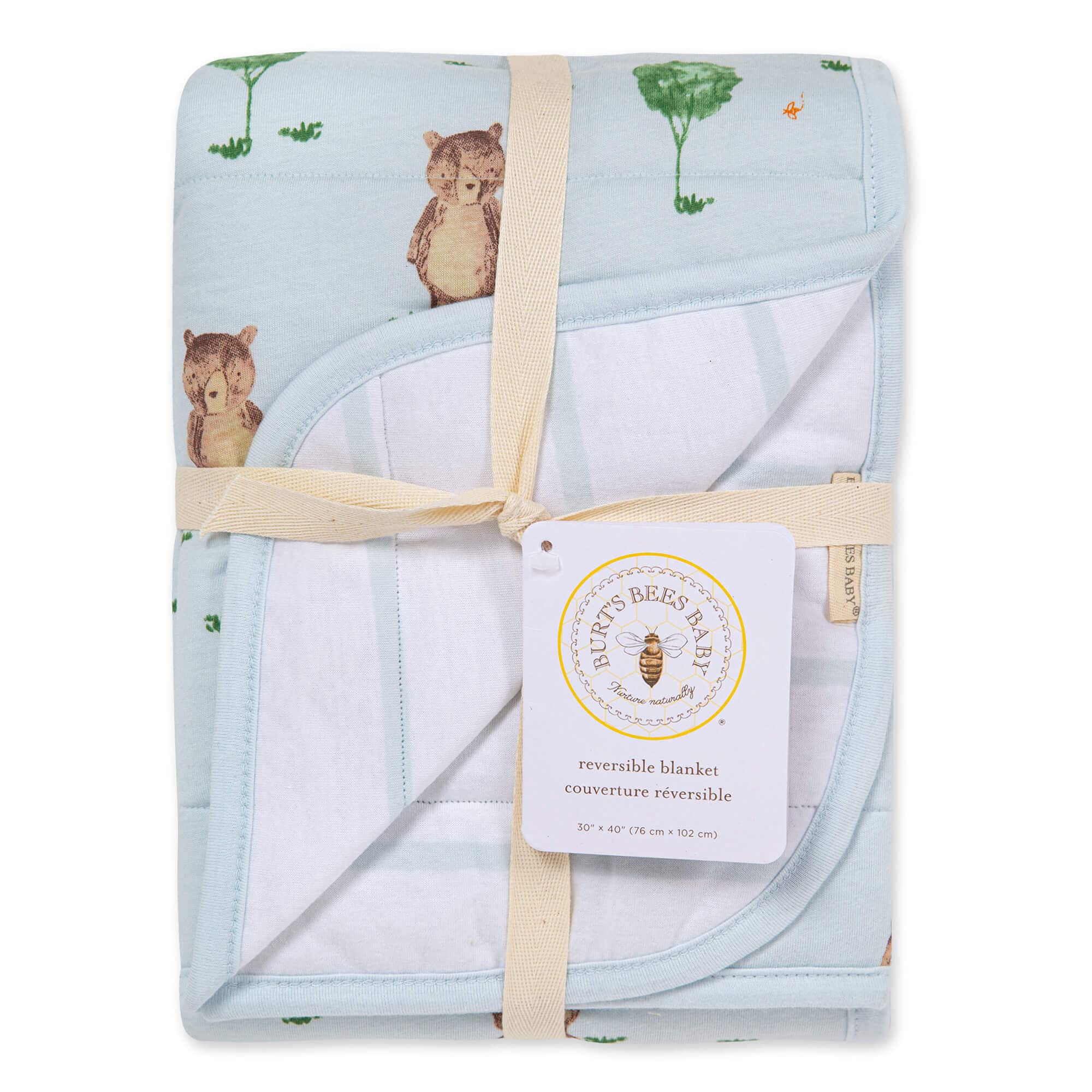 Burt's Bees Baby Unisex Organic Cotton Gift Set - Reversible Jersey Blanket, Adjustable Infant Booties & Plush Bee | Newborn Essentials Bundle for Baby Shower, Christening & Nursery Decor