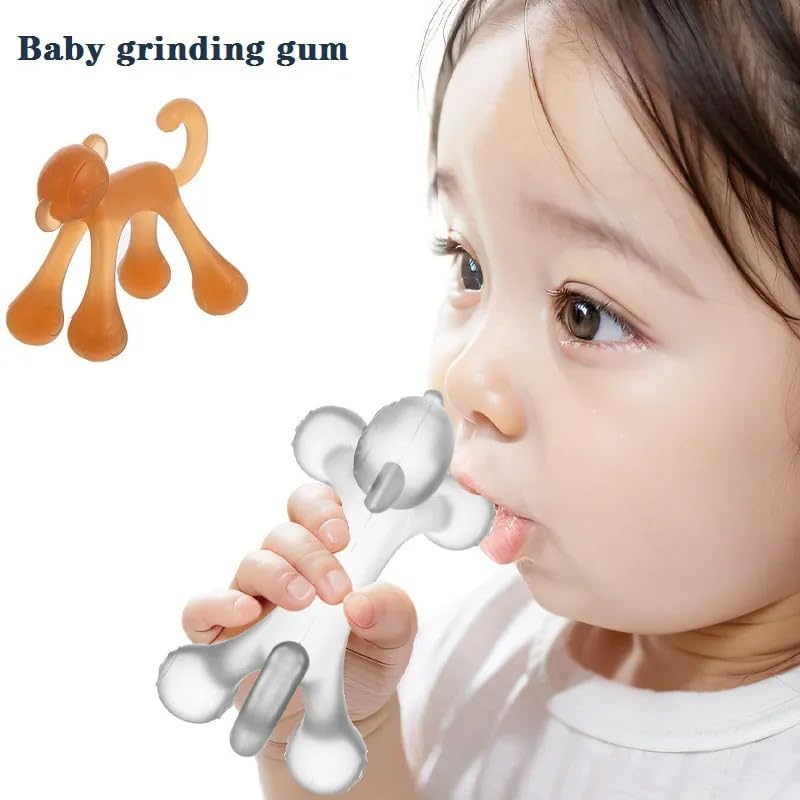 Baby Monkey Teether - 100% Safe Nano Silicone, Easy Grip, Boilable & Dust Resistant for Infants | Perfect for Soothing Sore Gums During Teething, Playtime & Travel