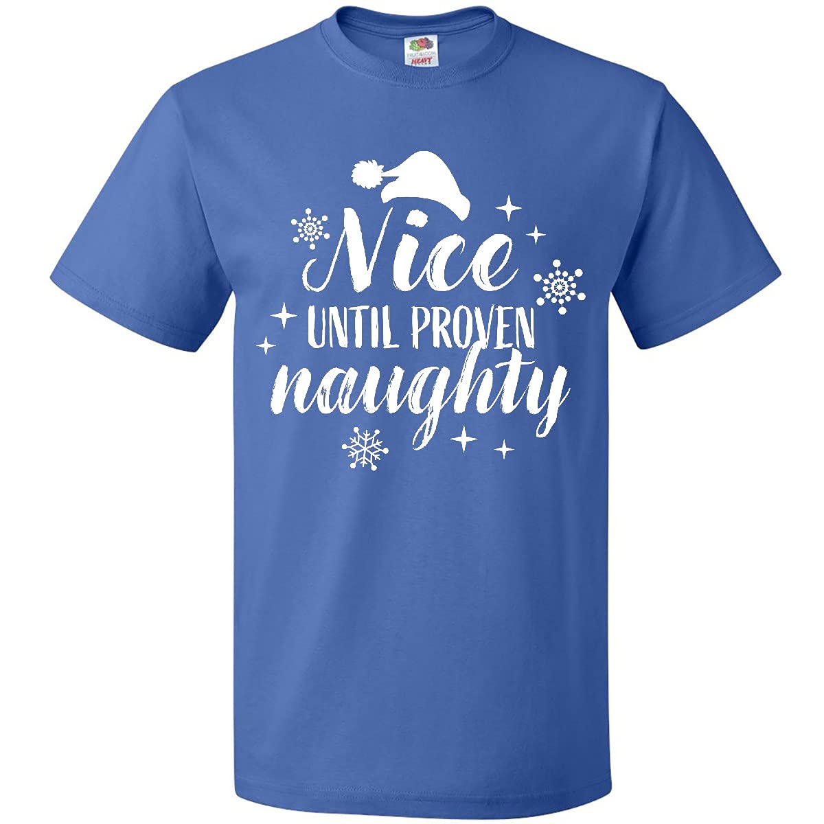 Inktastic Christmas Nice Until Proven Naughty Funny Adult T-Shirt - Holiday Party, Gift & Festive Outfit for Men & Women