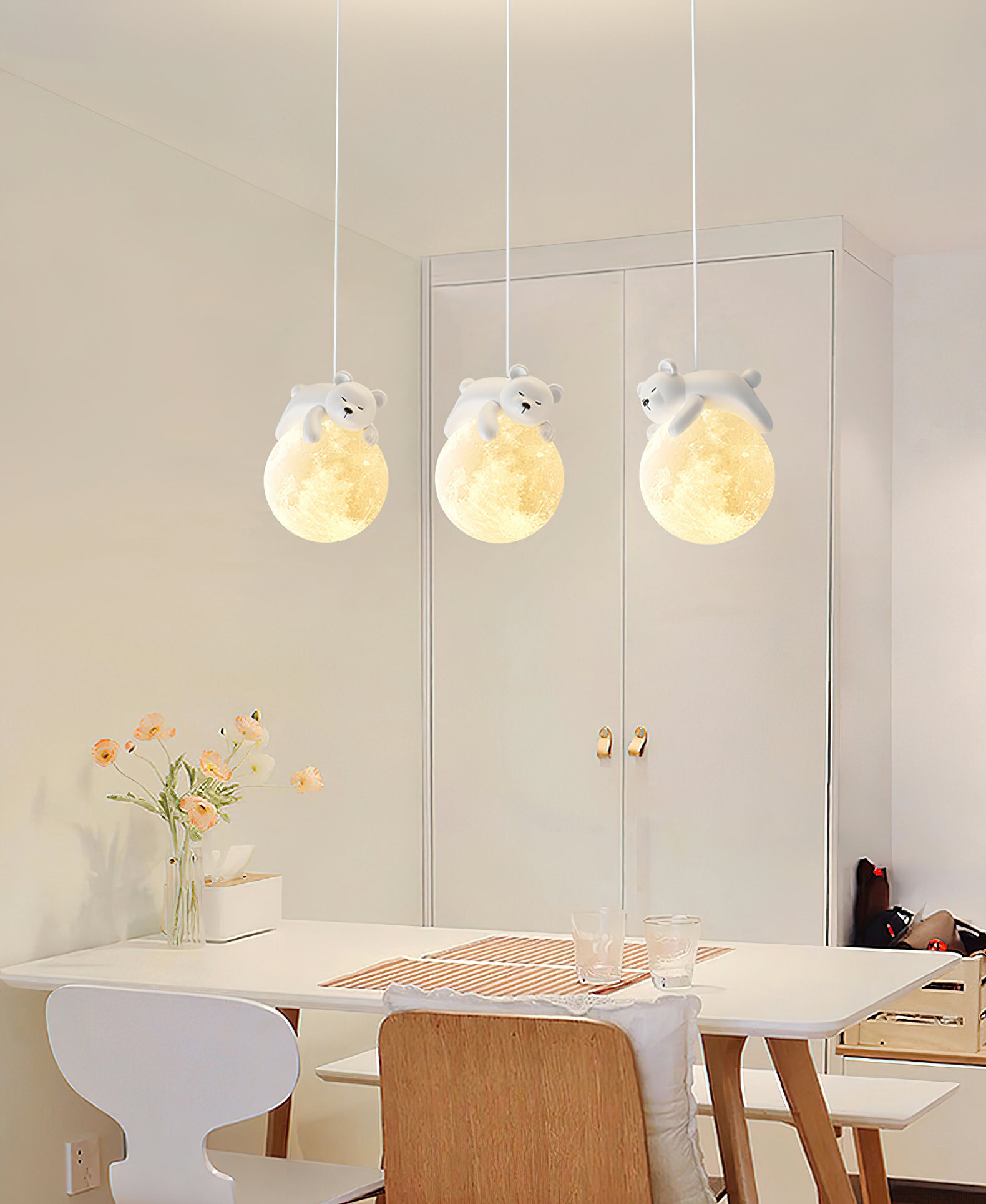 Stylish Cream Animal Pendant Lamp - Modern Nursery Decor, Kids Room Lighting & Boho Home Accent