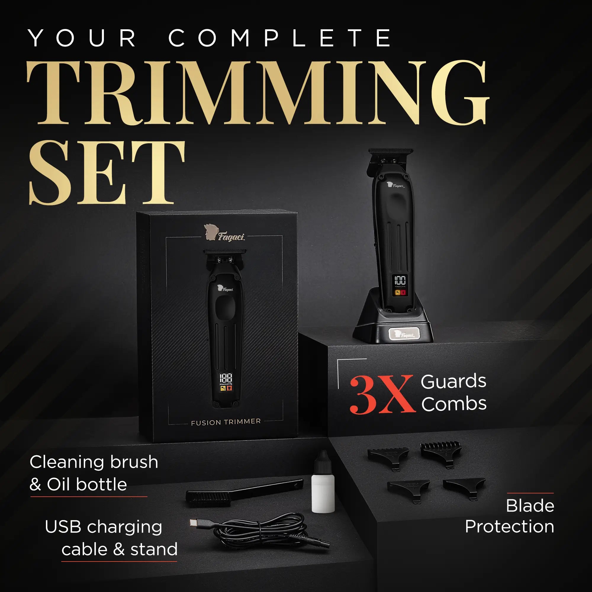 Fusion Trimmer - Professional Hair Clipper for Men & Women | Cordless & Rechargeable | Perfect for Home Haircuts, Beard Trimming & Grooming | Salon-Quality Precision & Comfort